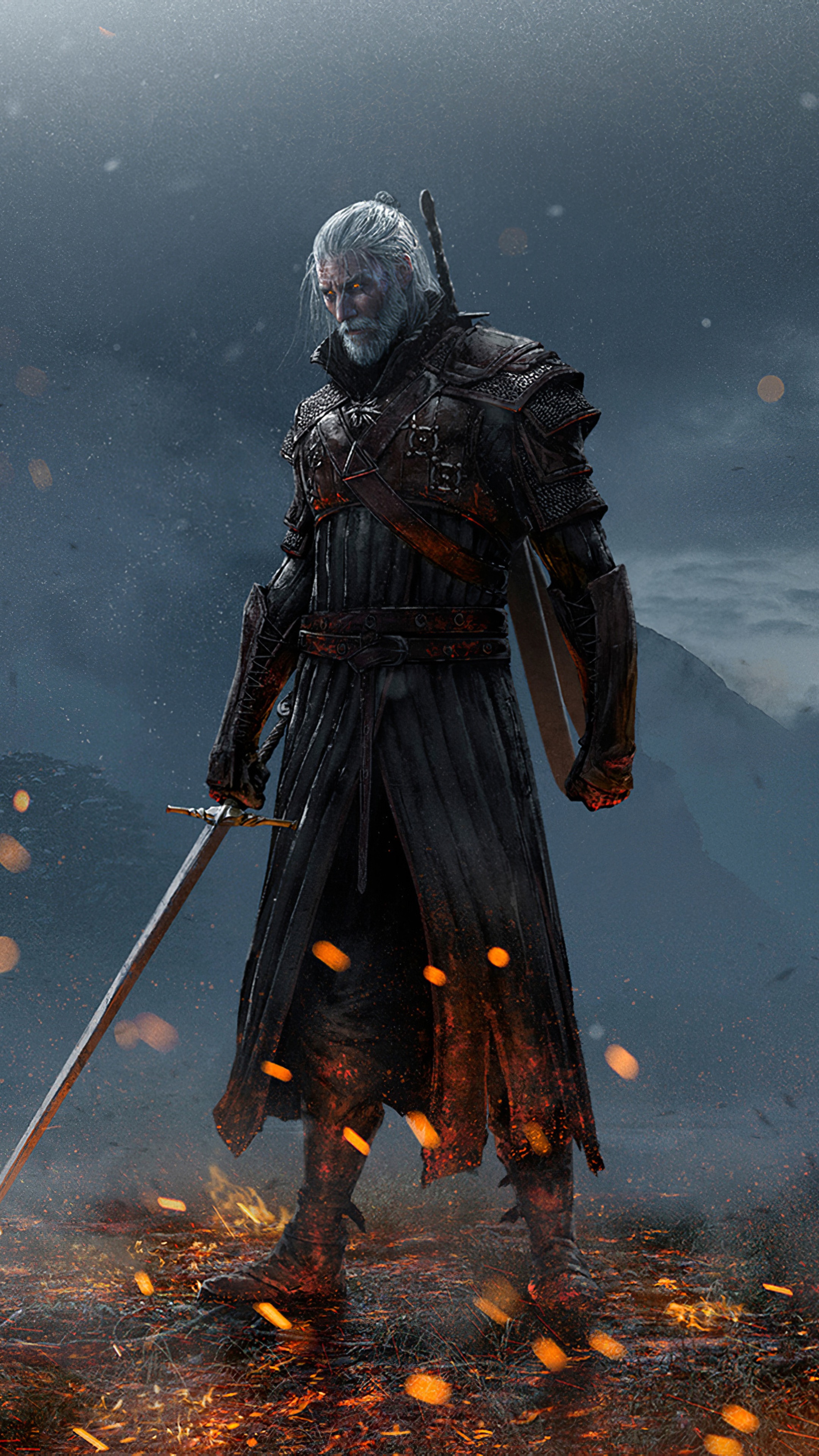 Geralt of Rivia from The Witcher 4K Artwork HD Phone Wallpaper