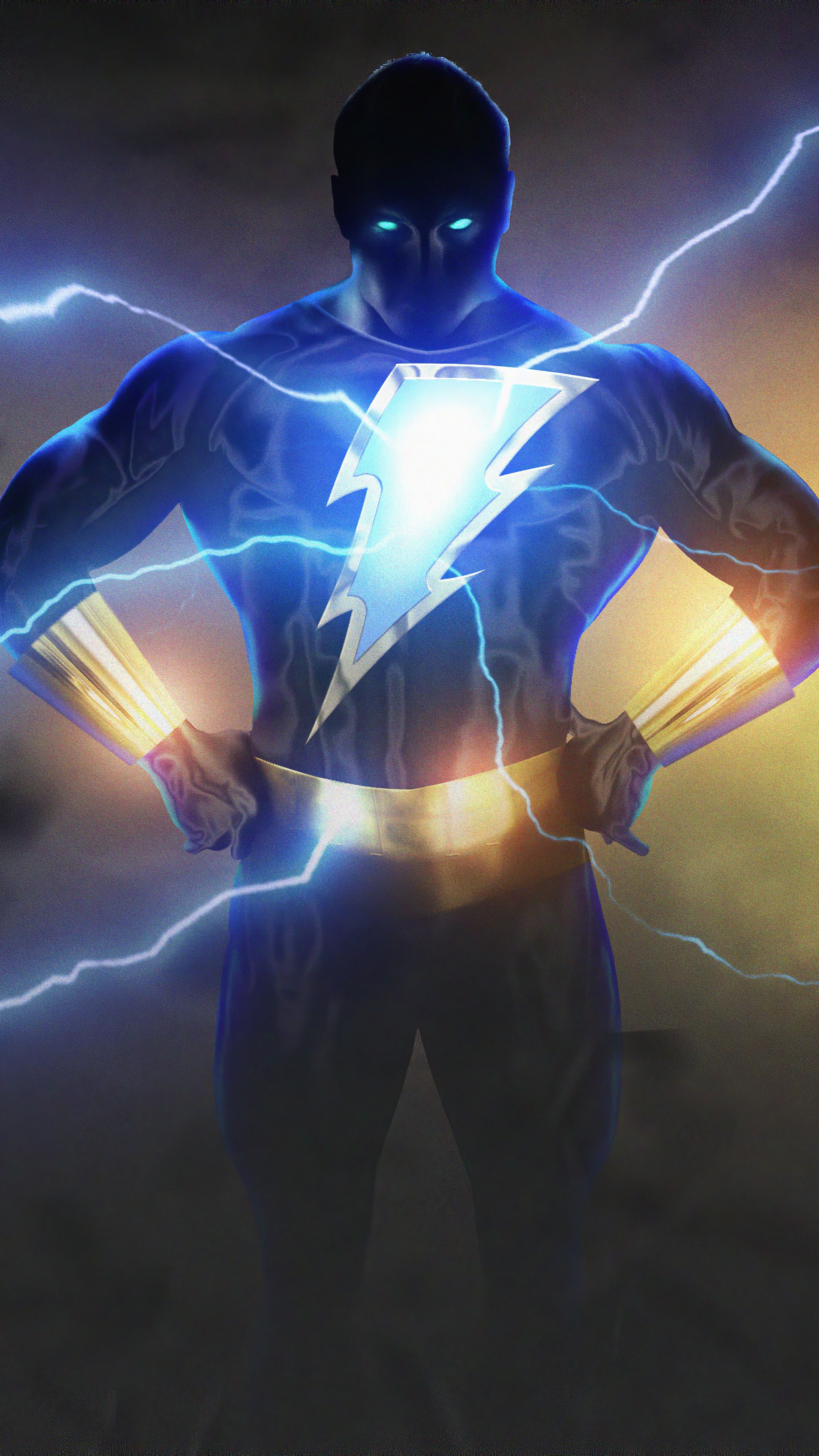 Black Adam with lightning artwork HD Phone Wallpaper