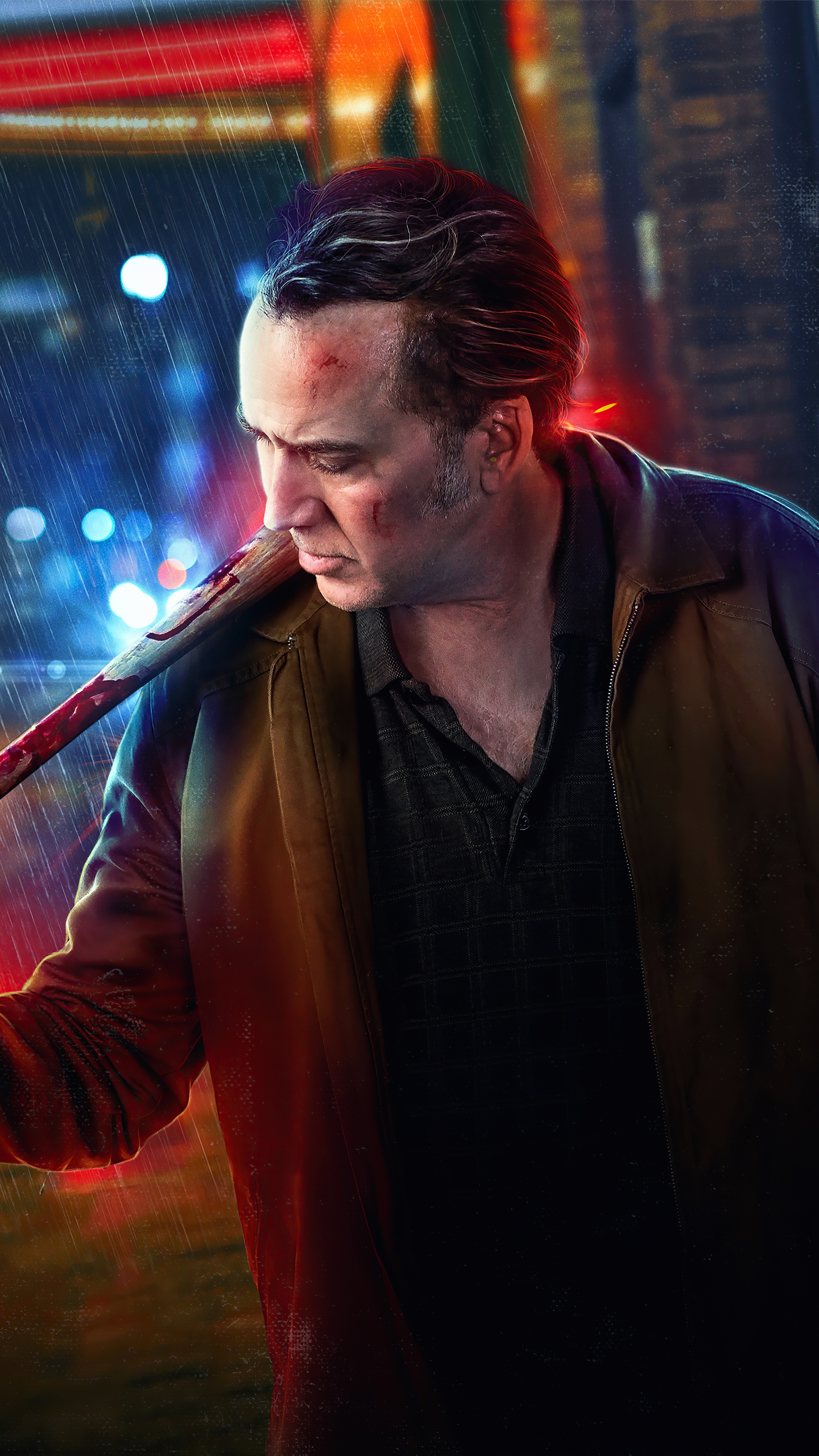 Nicolas Cage in a movie poster HD Phone Wallpaper
