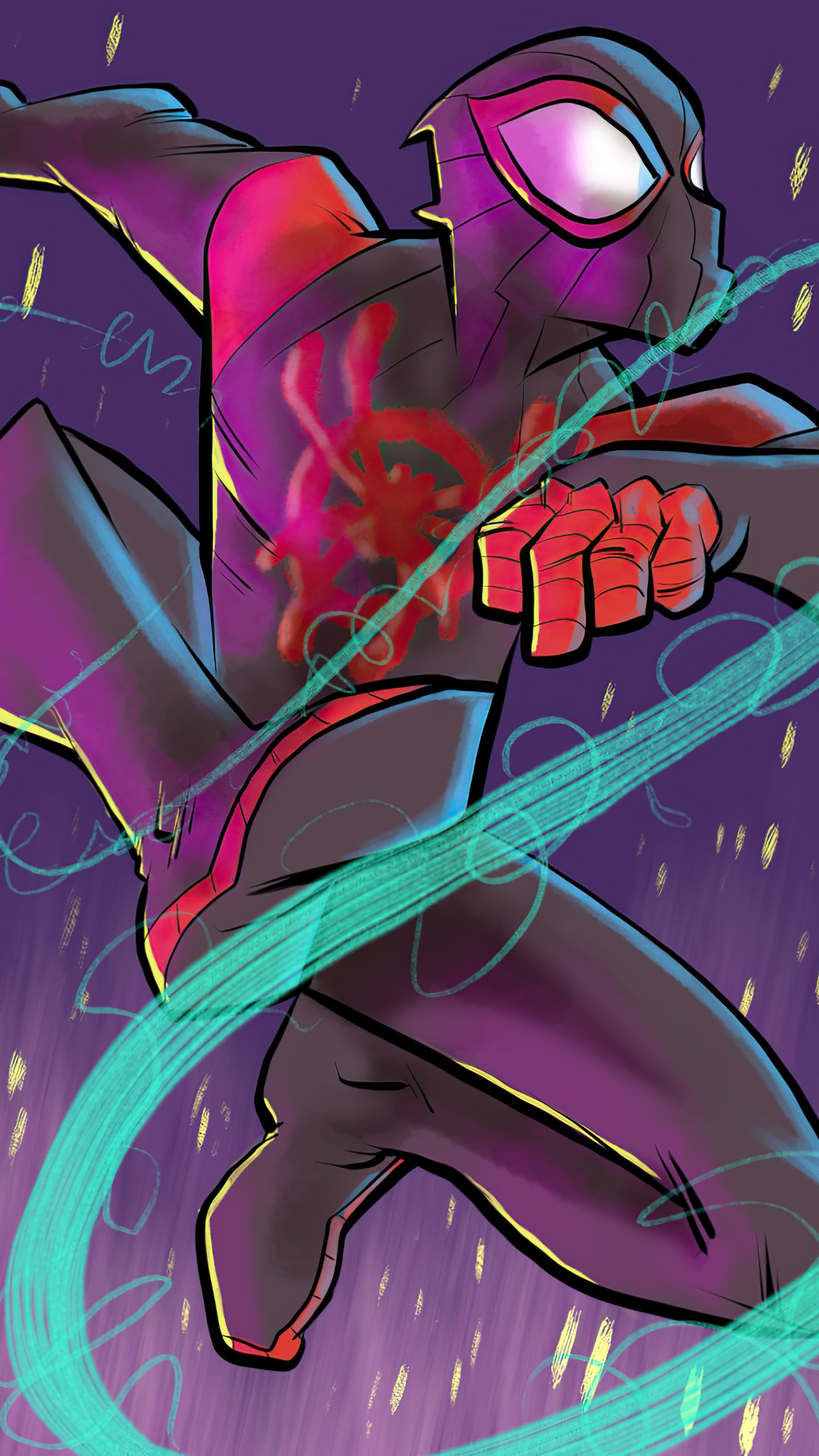 Miles Morales Spider-Man artwork HD Phone Wallpaper