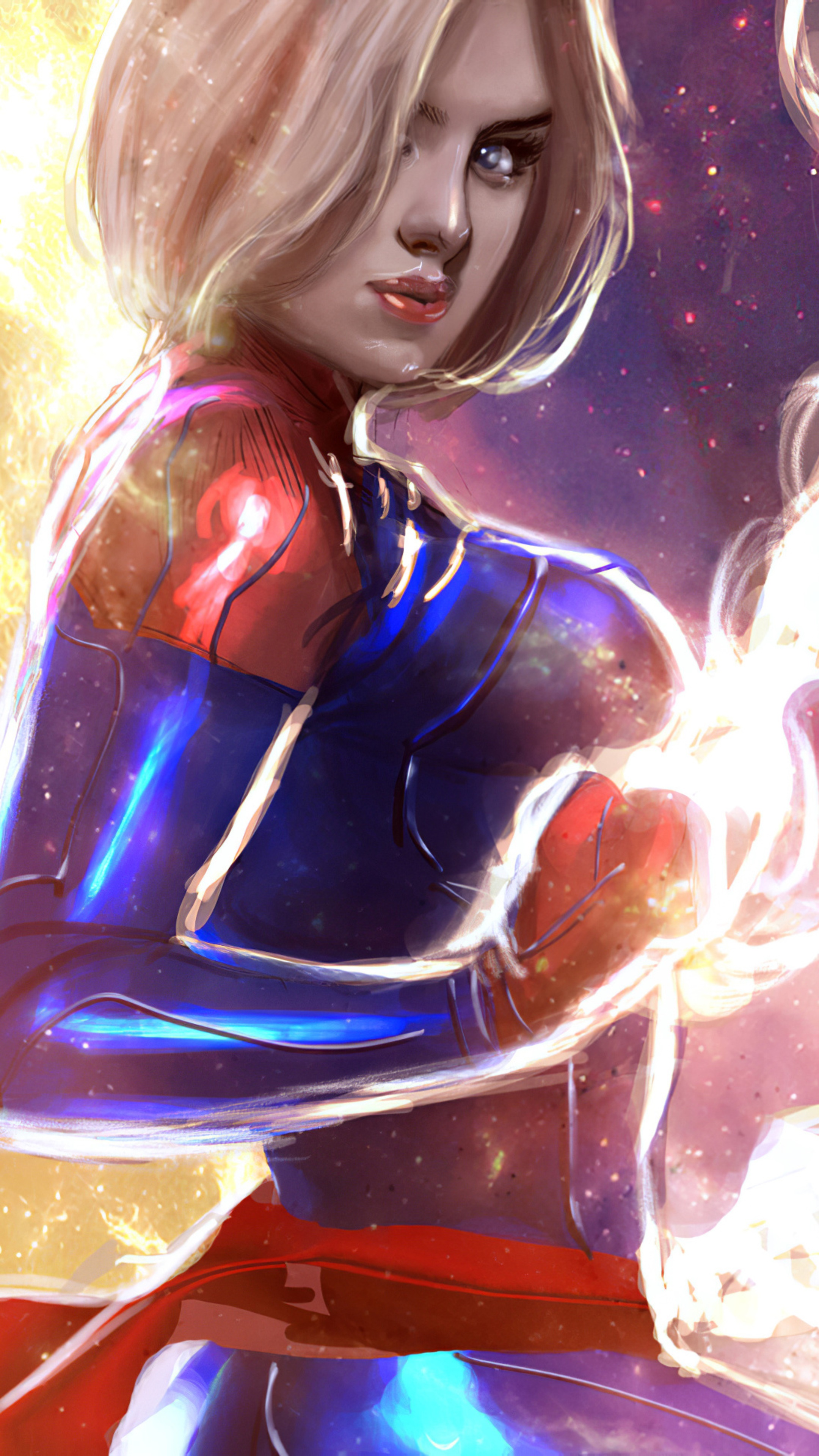 Captain Marvel artwork 4K HD Phone Wallpaper