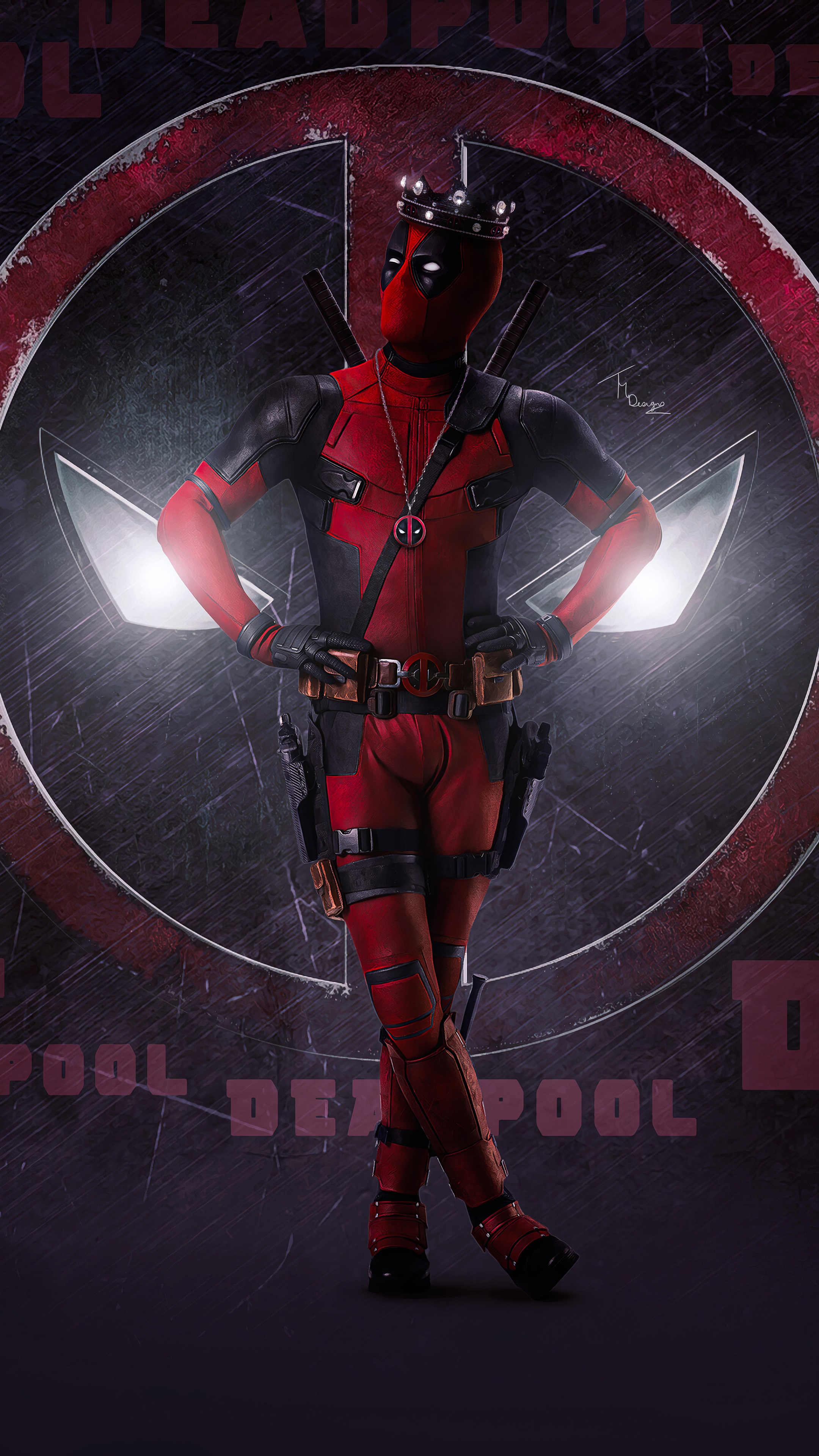 Deadpool wearing a crown HD Phone Wallpaper