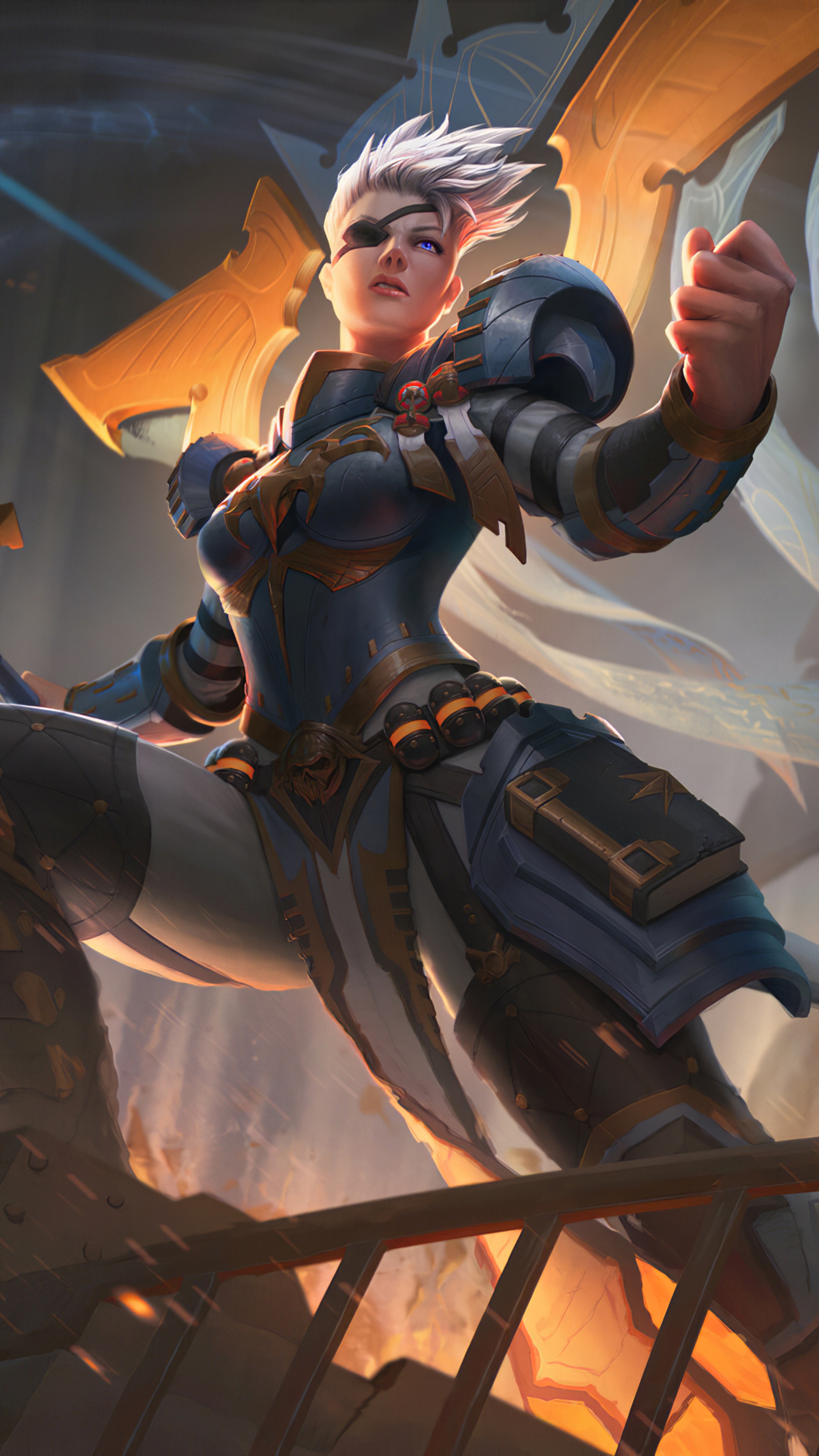 Artwork of a female warrior with an eyepatch HD Phone Wallpaper
