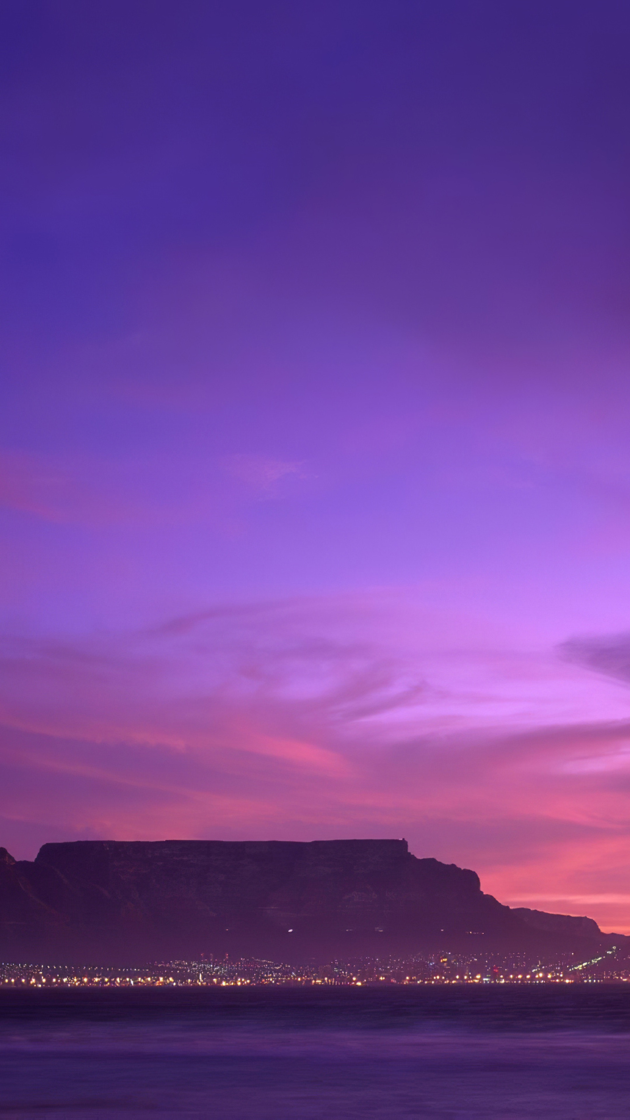 Table Mountain at sunset with city lights HD Phone Wallpaper