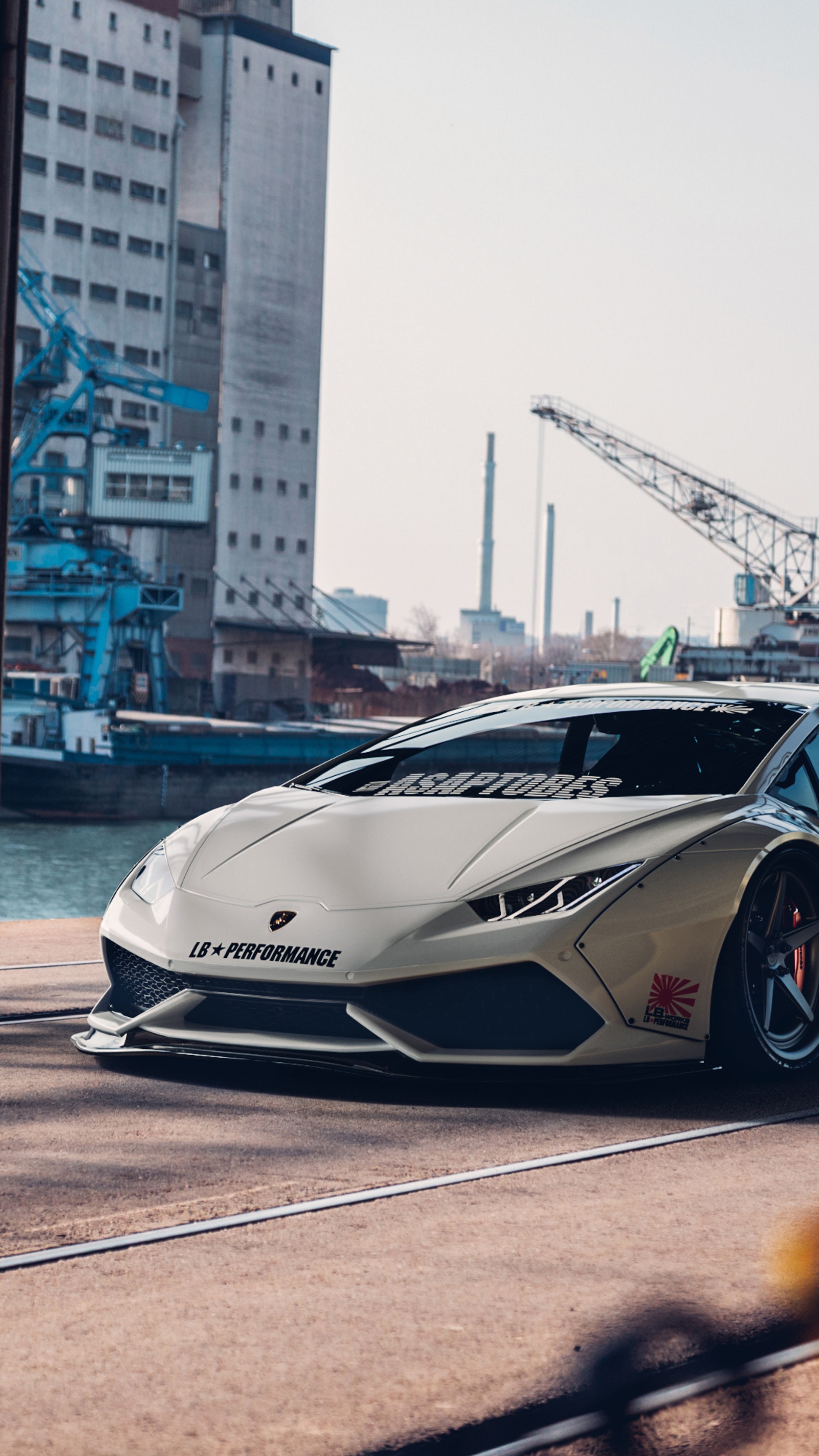 White Lamborghini Huracan with LB Performance body kit HD Phone Wallpaper