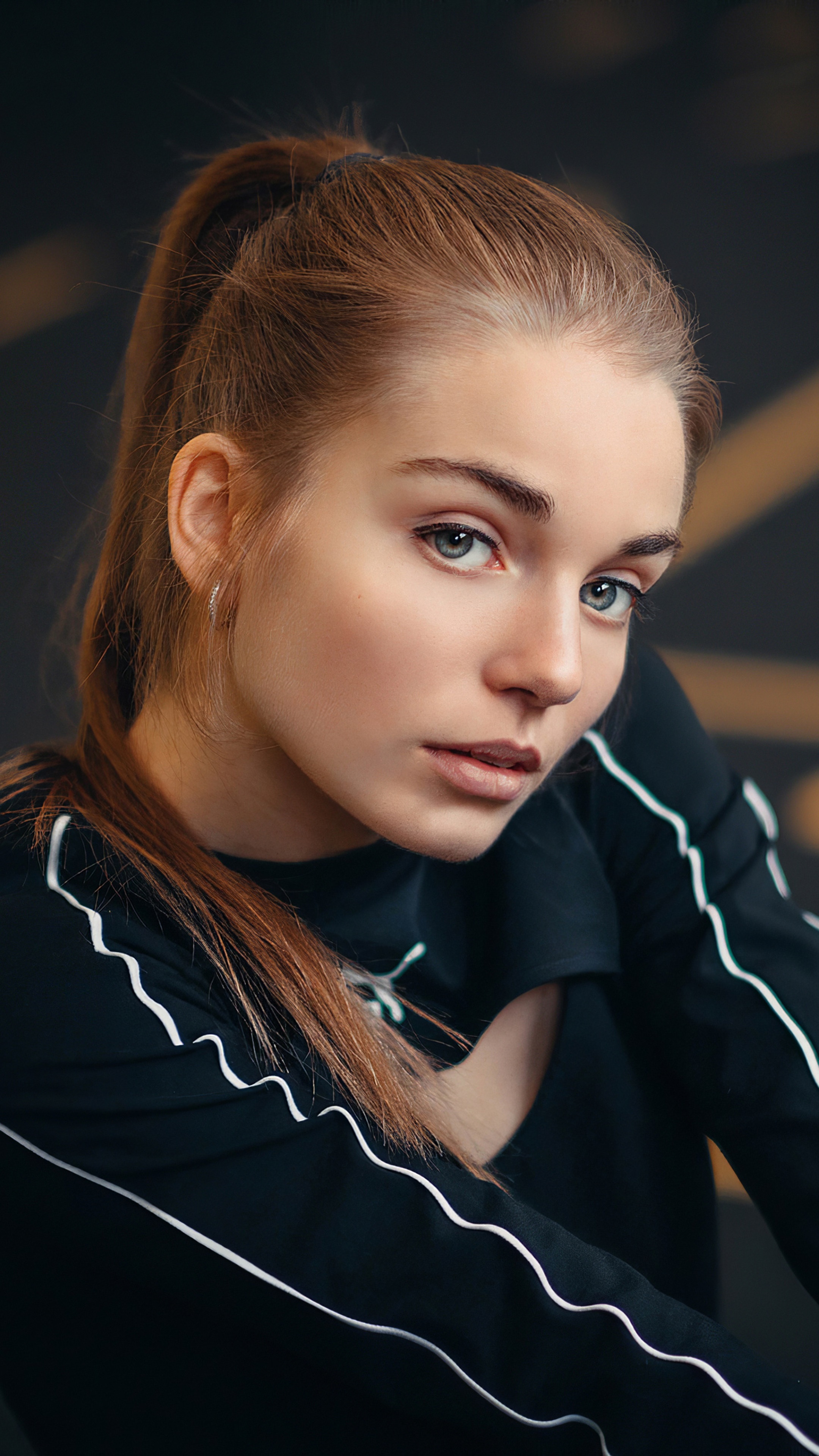 Young woman with red hair and blue eyes HD Phone Wallpaper