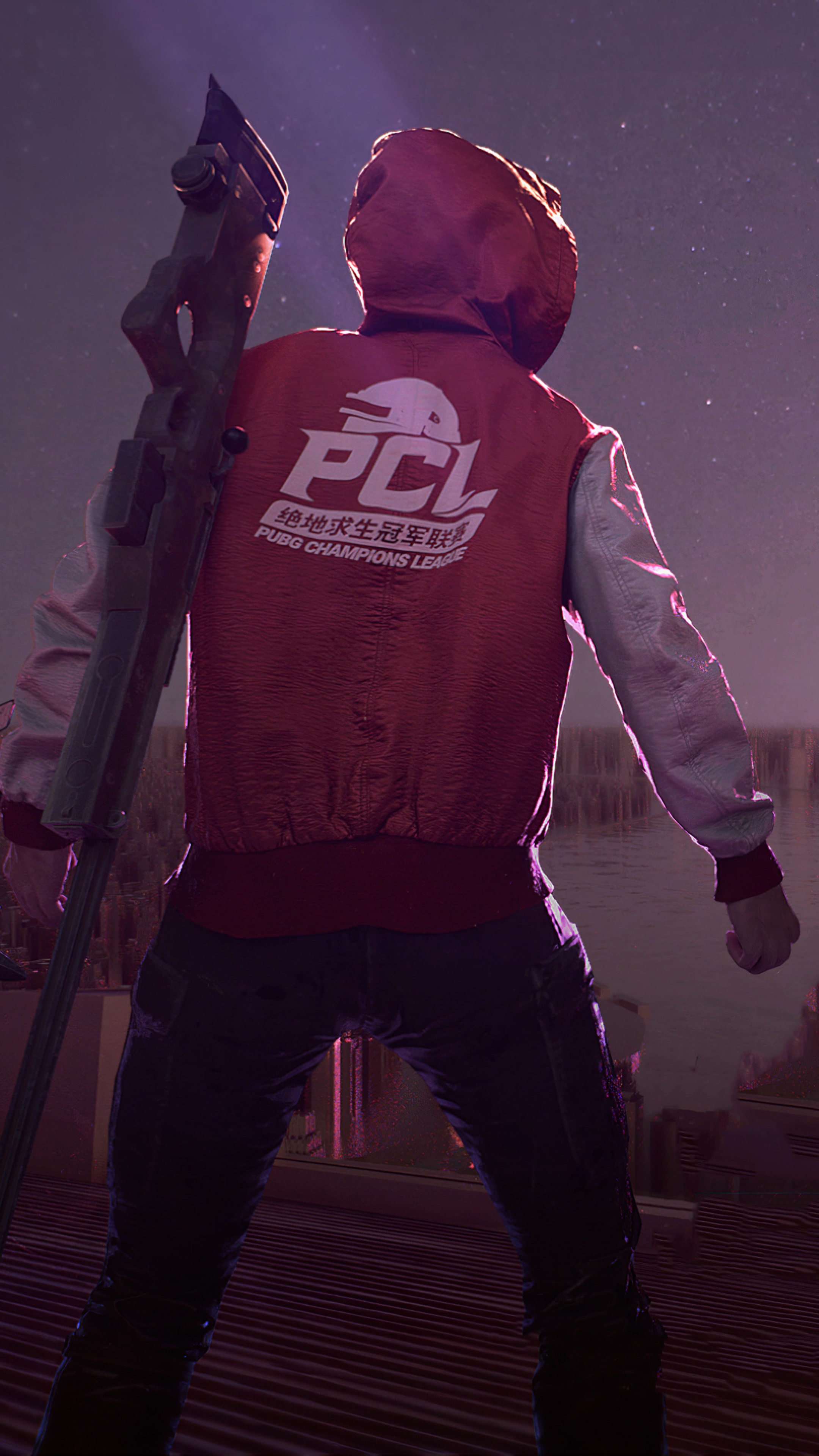 Player from PUBG Champions League with a sniper rifle HD Phone Wallpaper