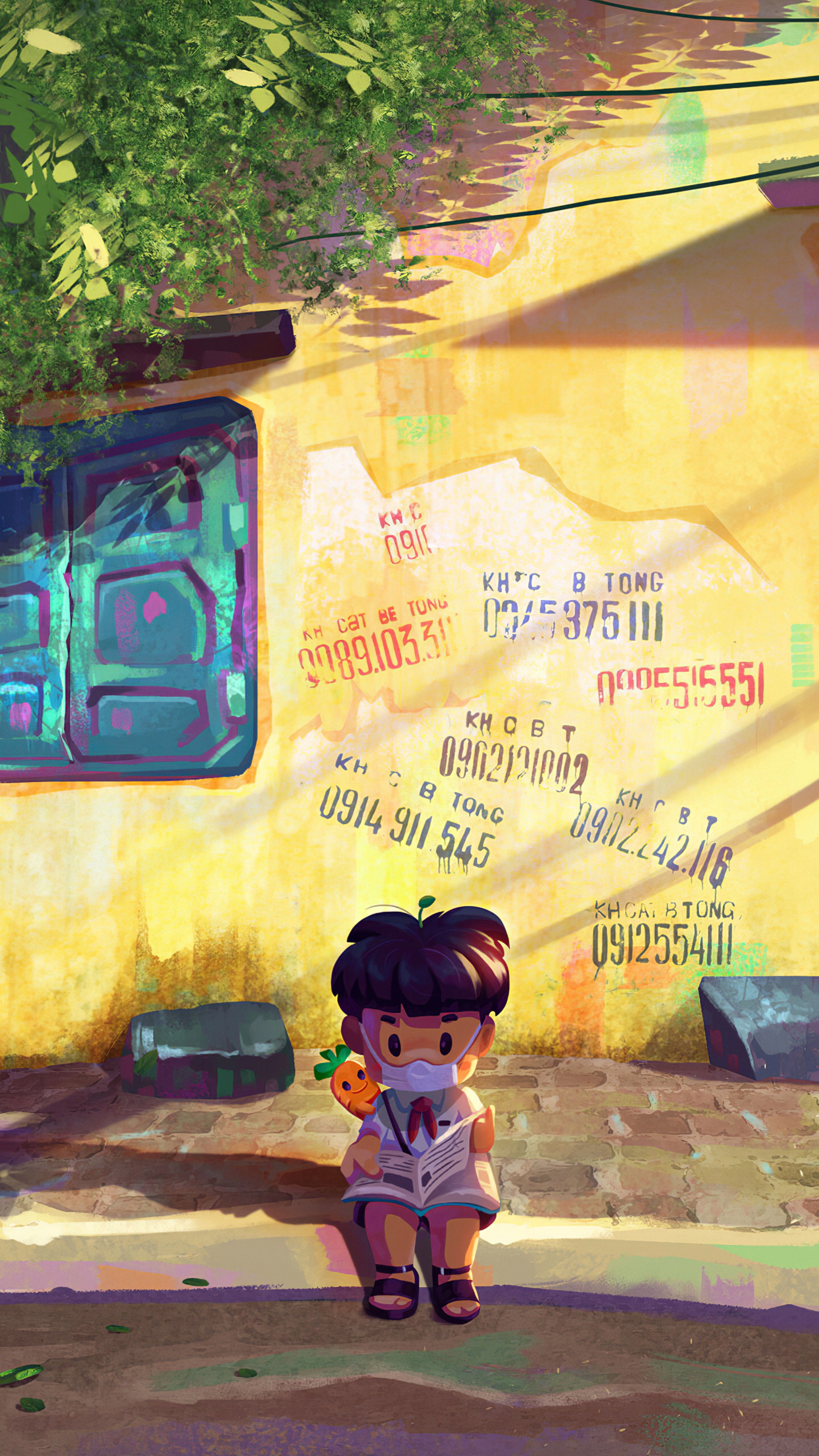 Digital art of a child reading HD Phone Wallpaper