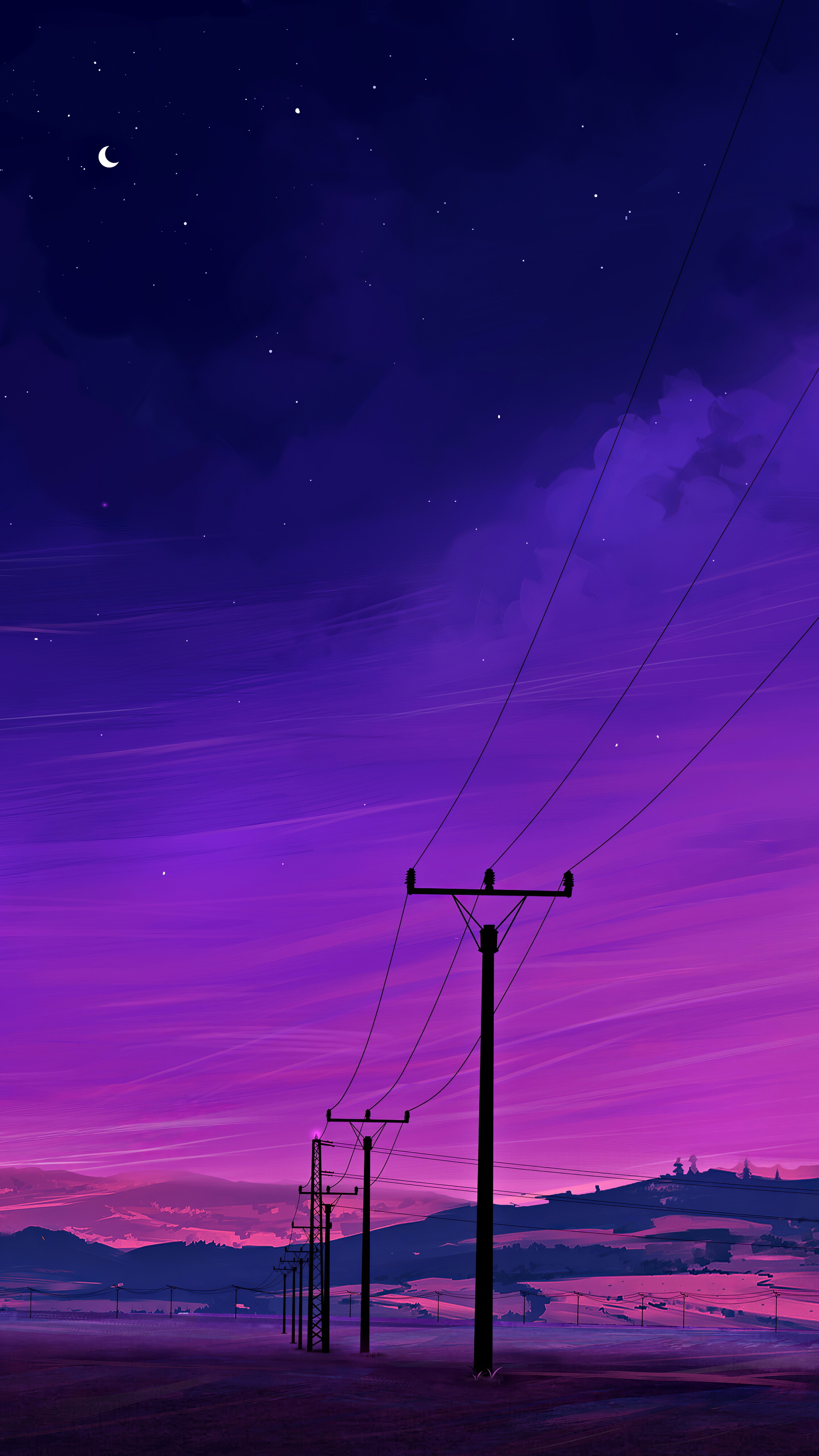 Digital Art with Pink and Purple Sky HD Phone Wallpaper