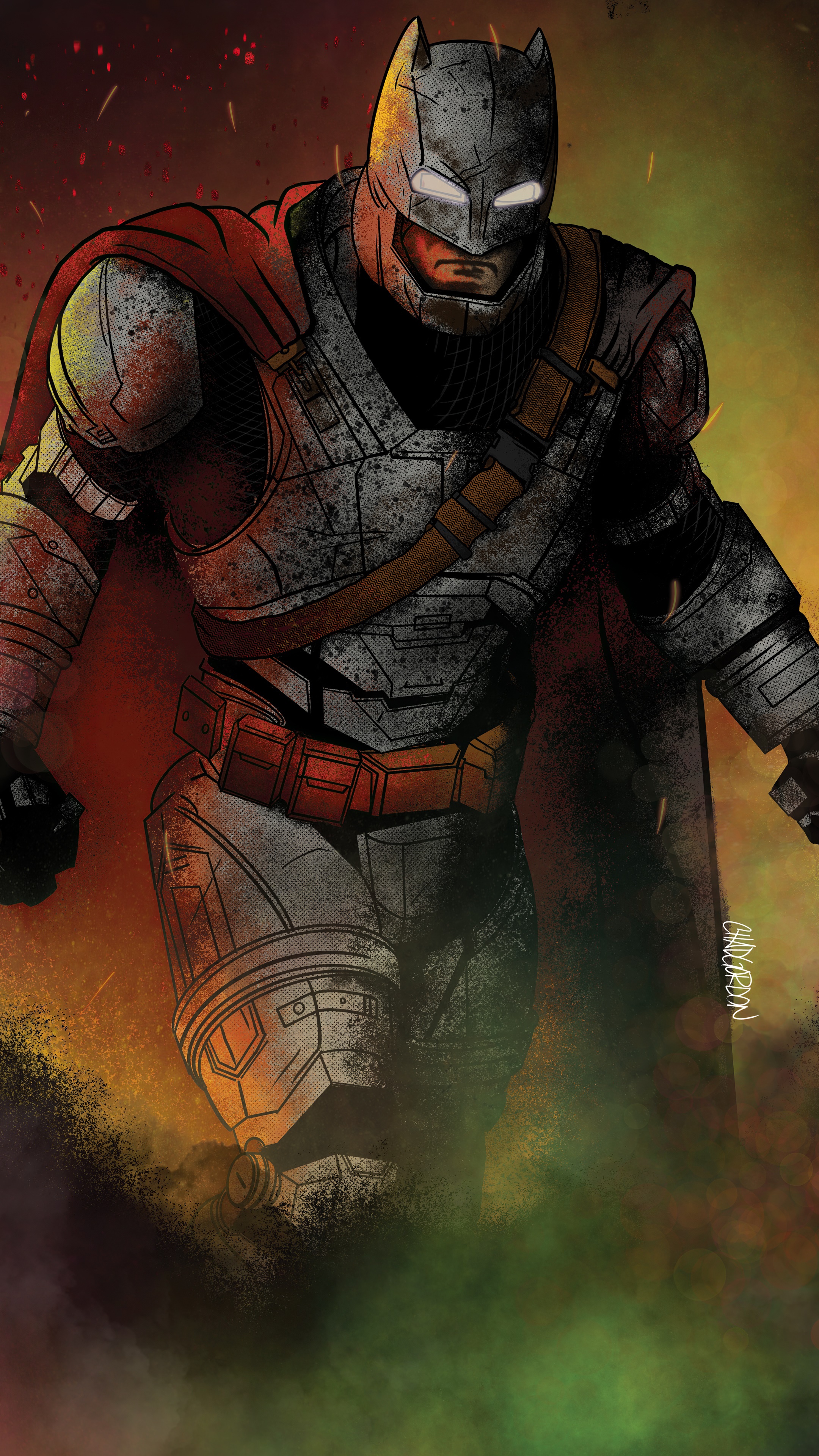 Batman from DC Comics in Armored Suit Artwork HD Phone Wallpaper