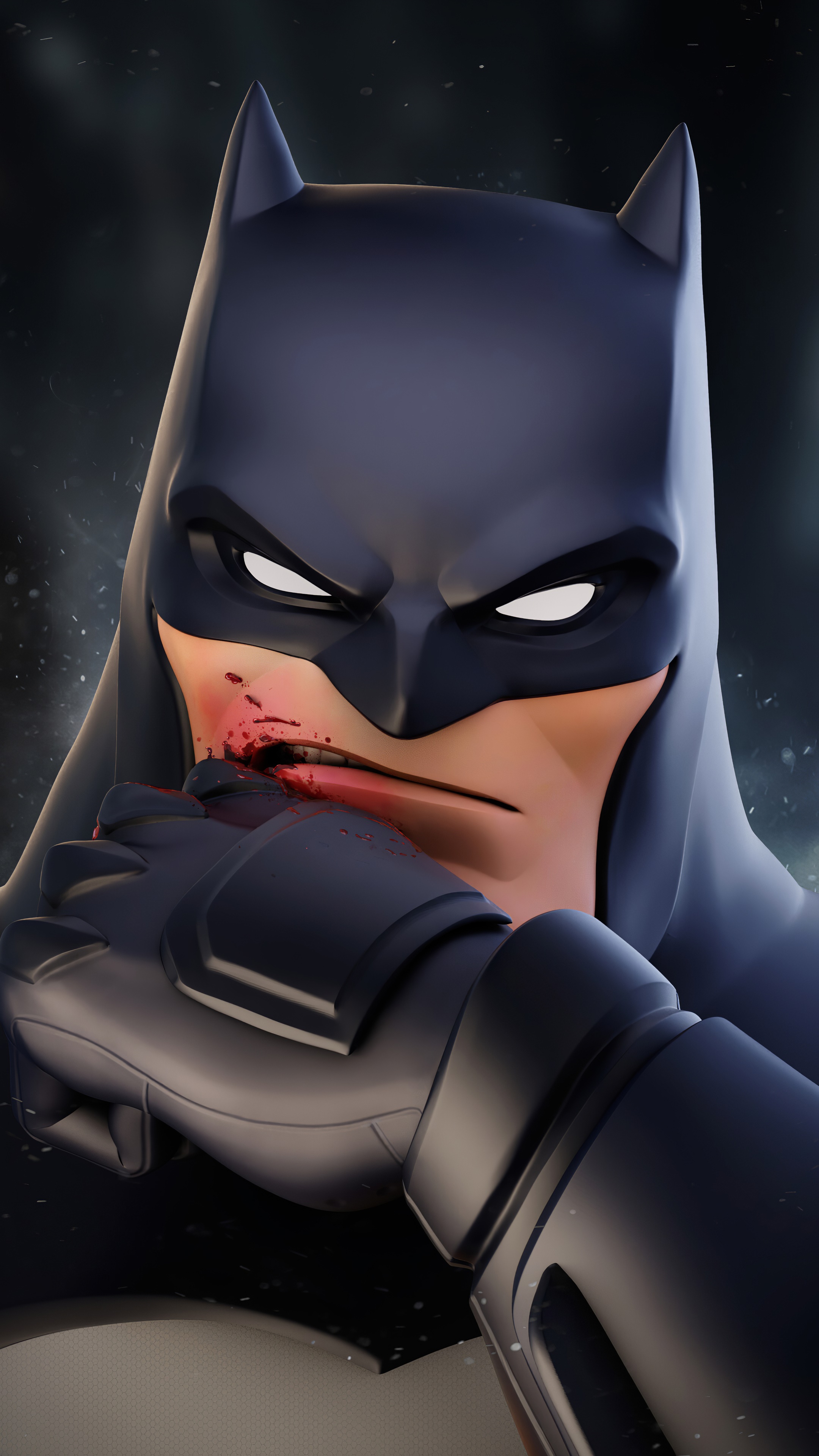 Batman with bloody mouth HD Phone Wallpaper