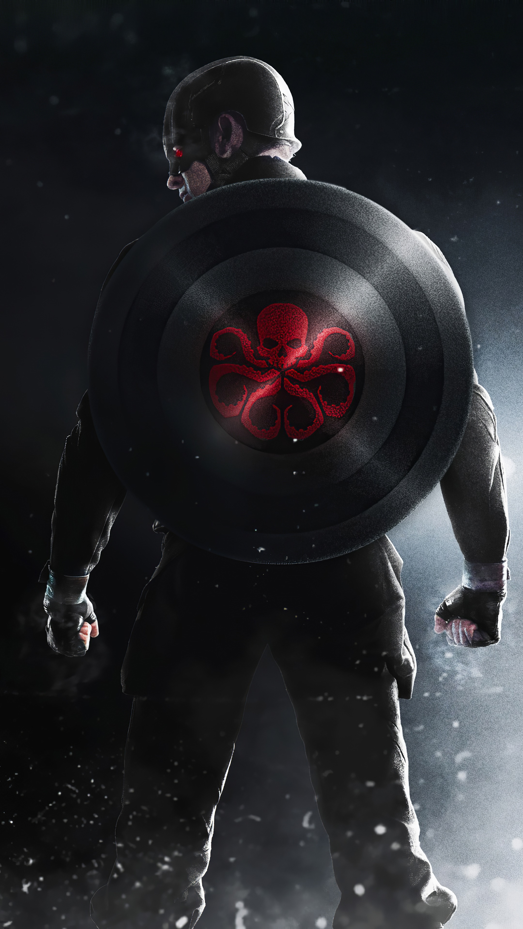 Captain America with Hydra shield artwork HD Phone Wallpaper