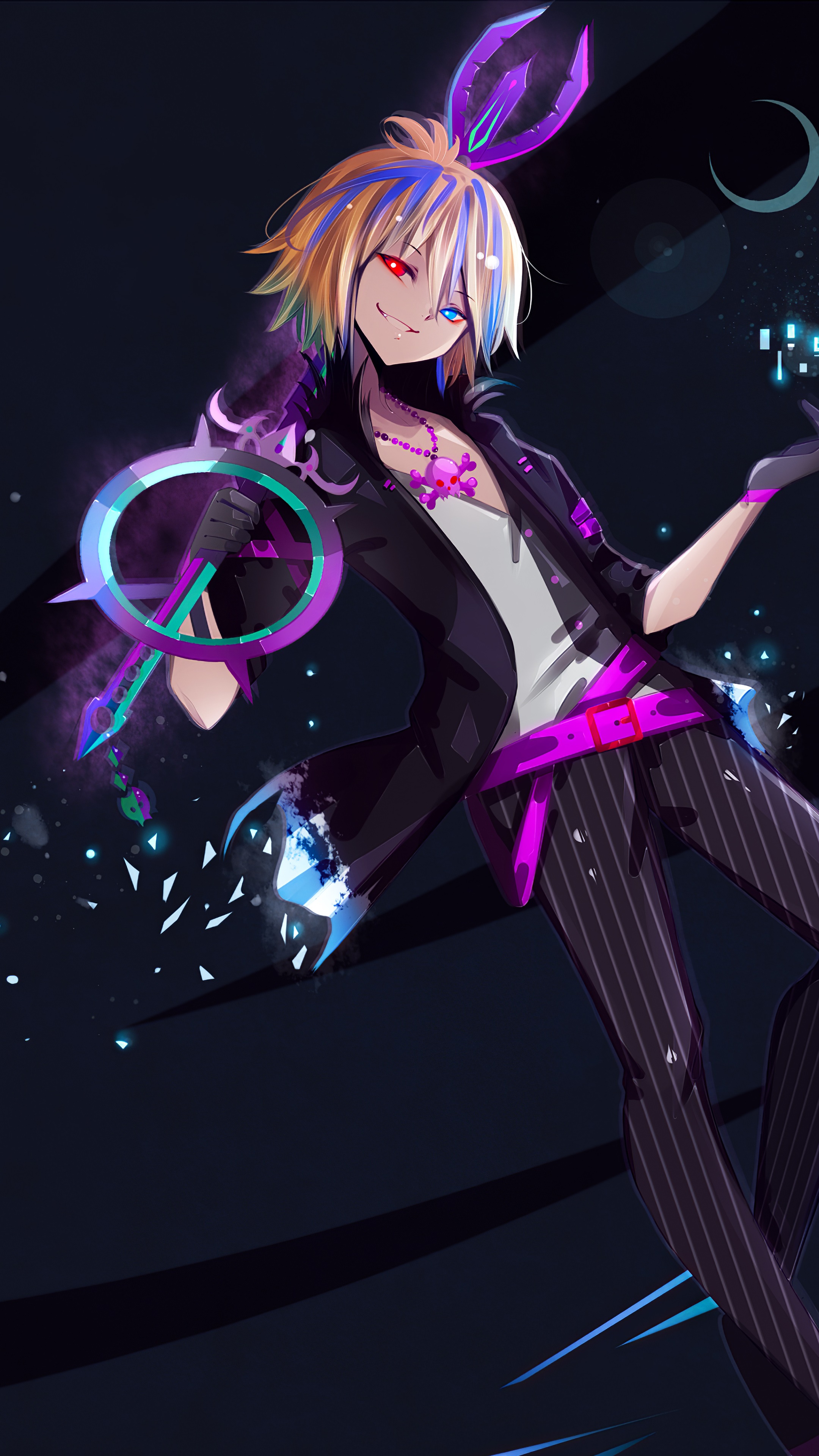Anime character with bunny ears and heterochromia HD Phone Wallpaper