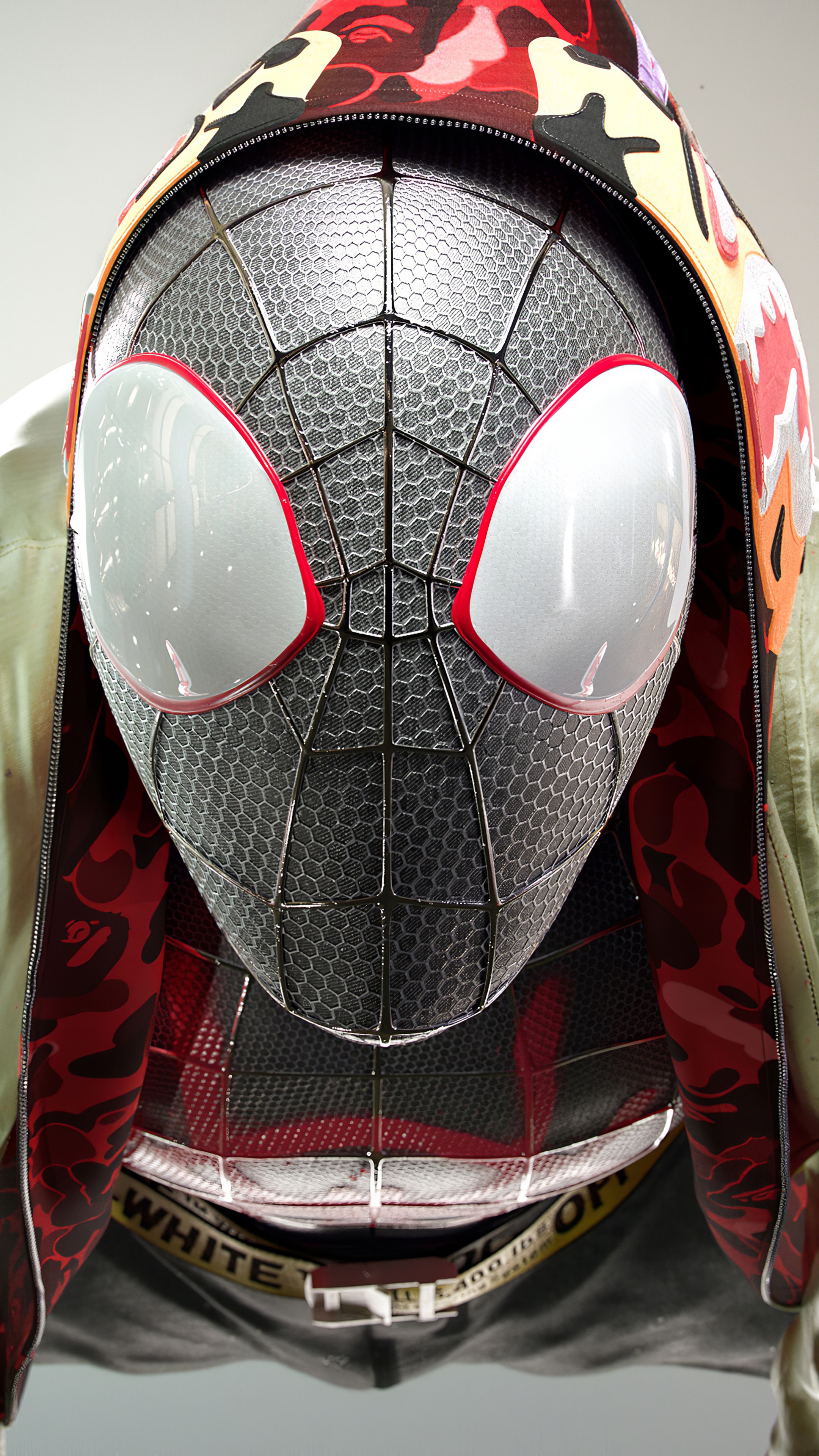 Miles Morales Spider-Man with BAPE Camo Hoodie HD Phone Wallpaper