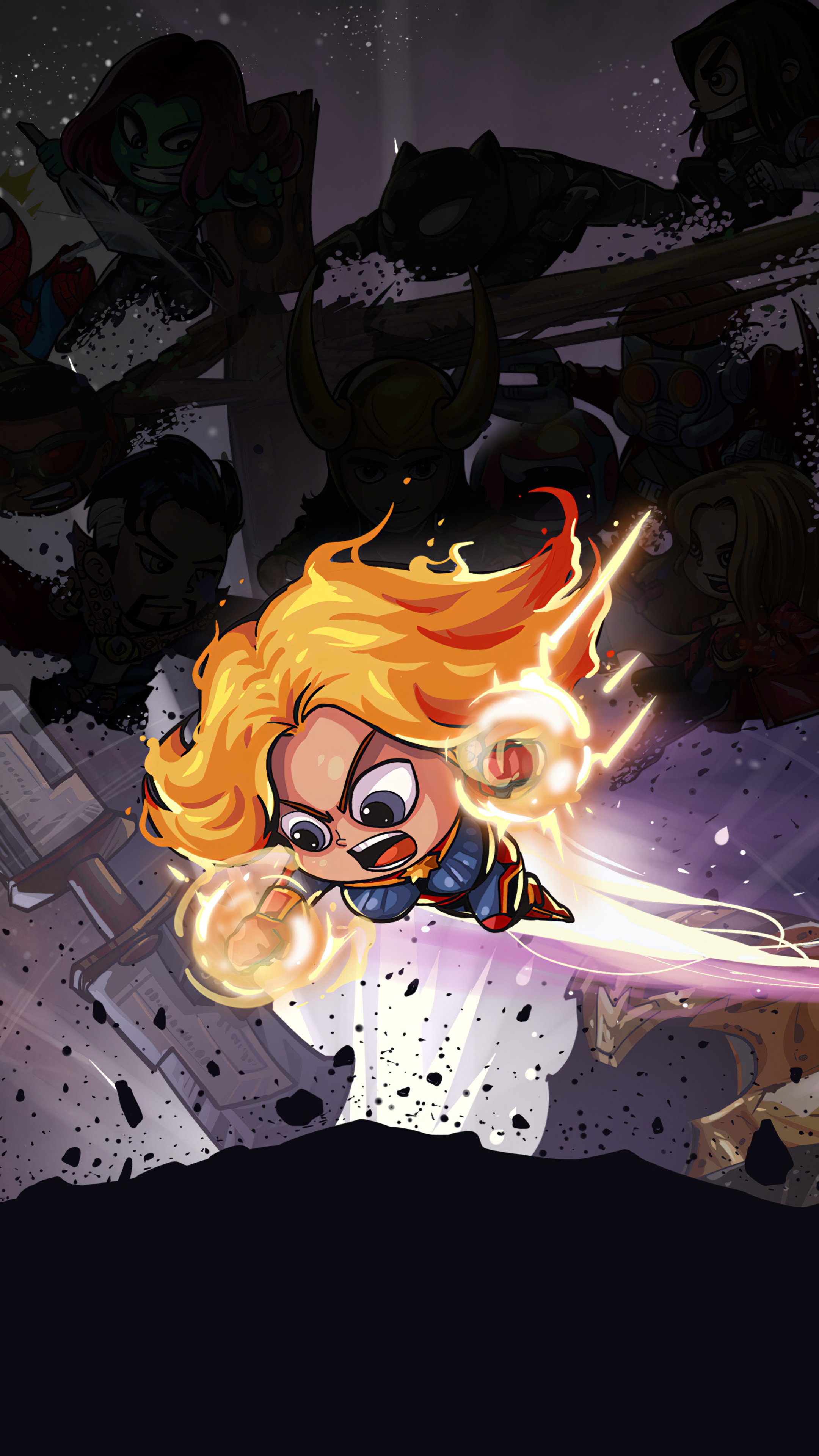 Captain Marvel artwork from Marvel HD Phone Wallpaper