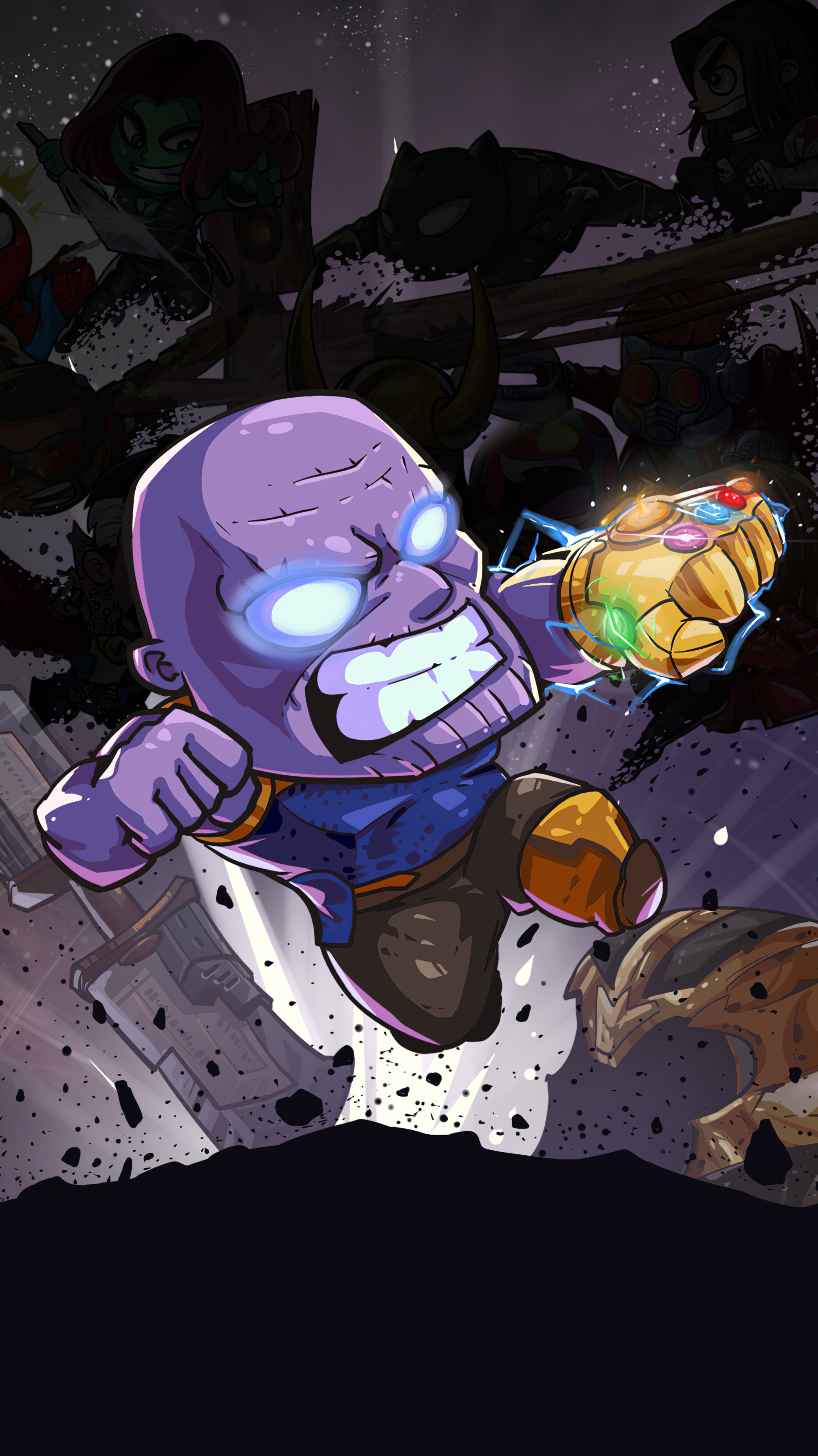 Thanos with Infinity Gauntlet artwork HD Phone Wallpaper