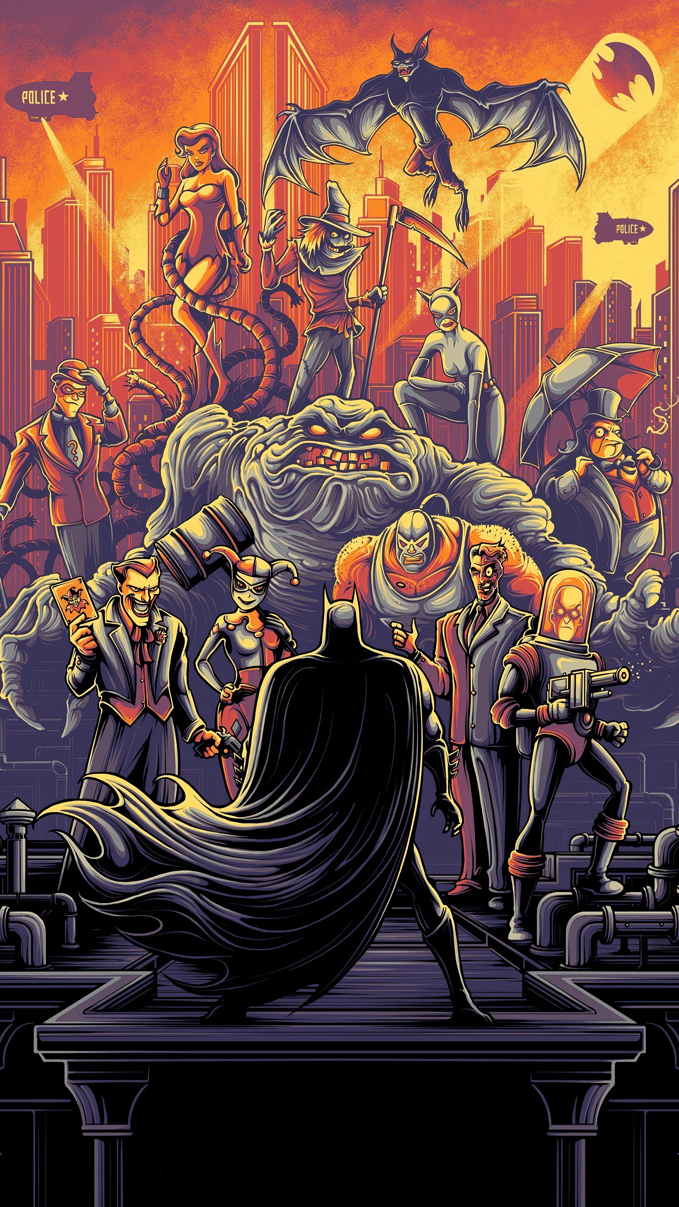 Batman and Villains Artwork 4K HD Phone Wallpaper