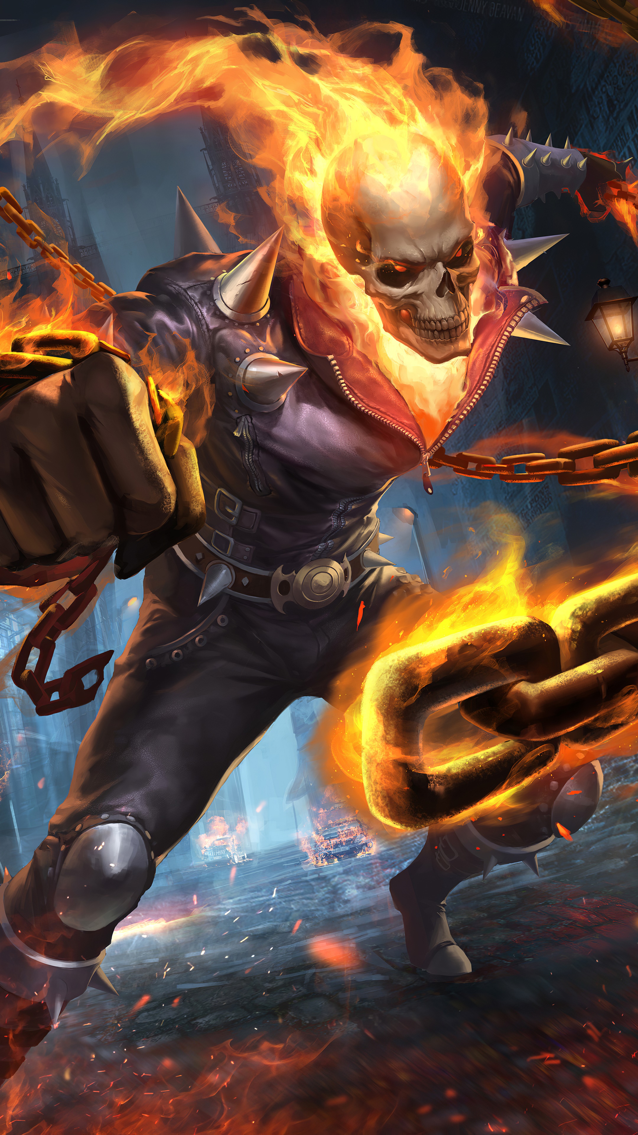 Ghost Rider from Marvel Comics 4K HD Phone Wallpaper