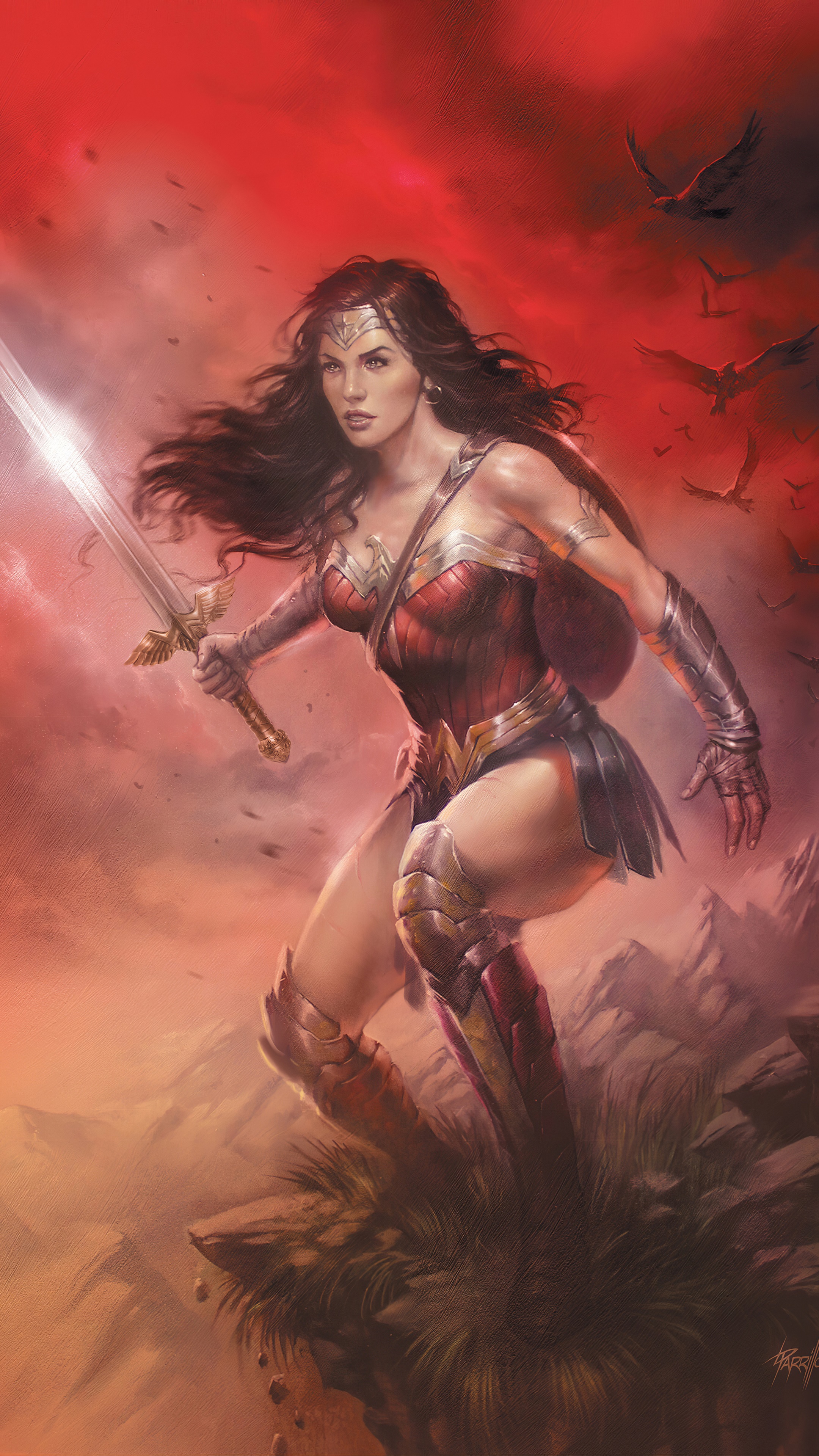 Wonder Woman with Sword and Shield HD Phone Wallpaper