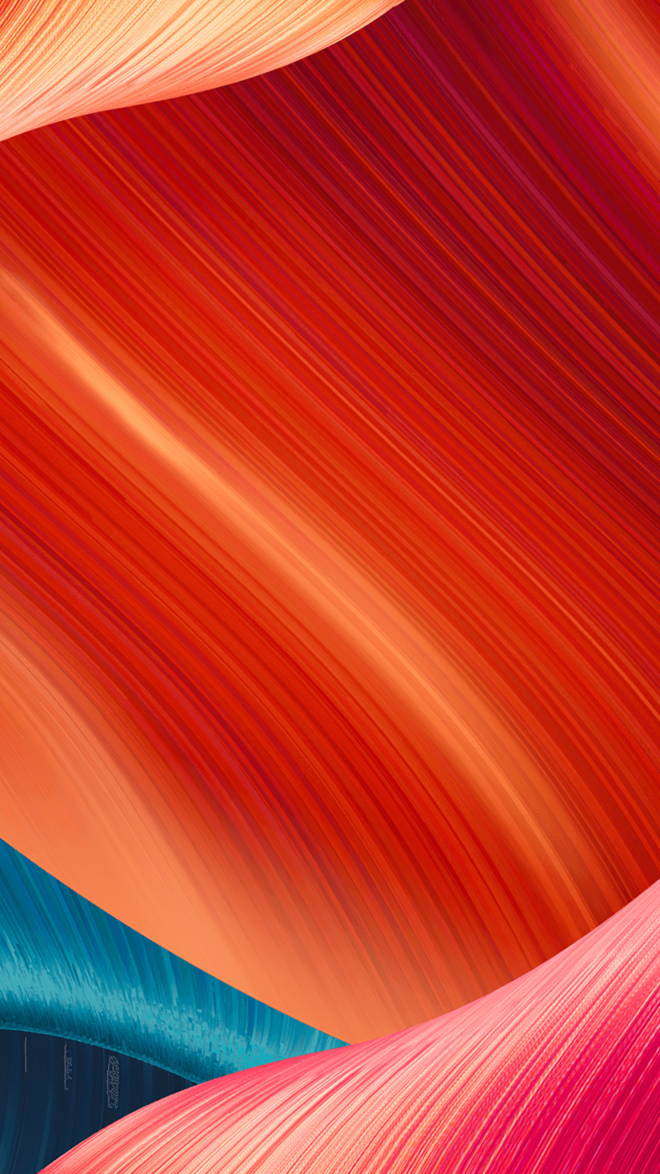 Abstract digital art with red and blue waves HD Phone Wallpaper