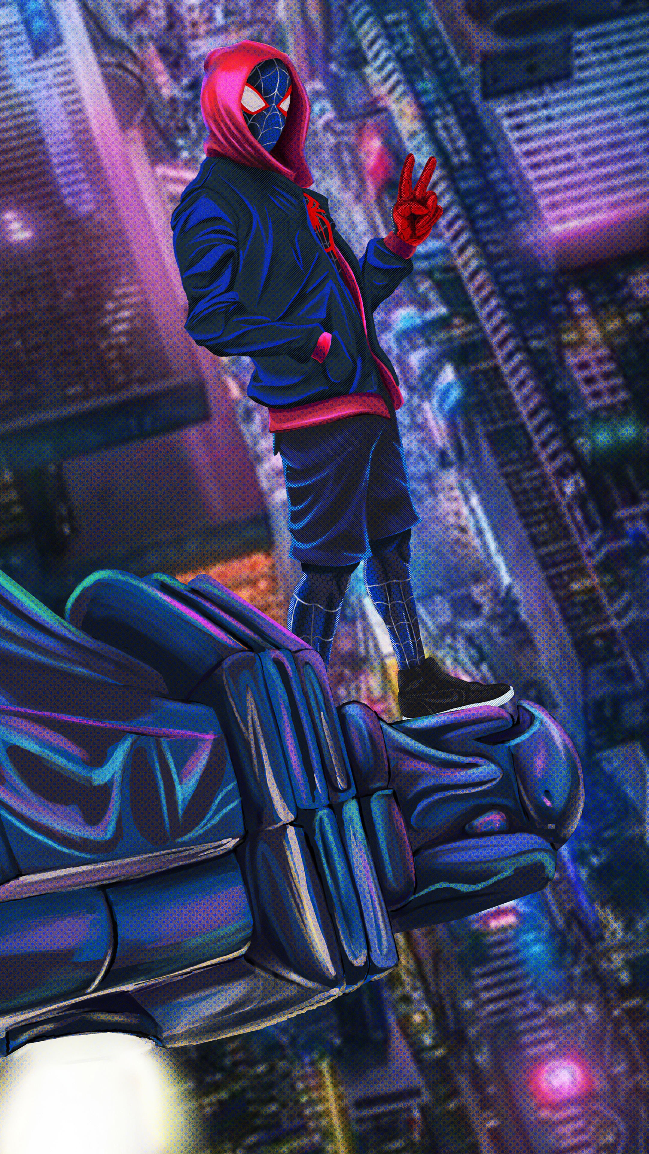 Miles Morales from Spider-Verse artwork HD Phone Wallpaper