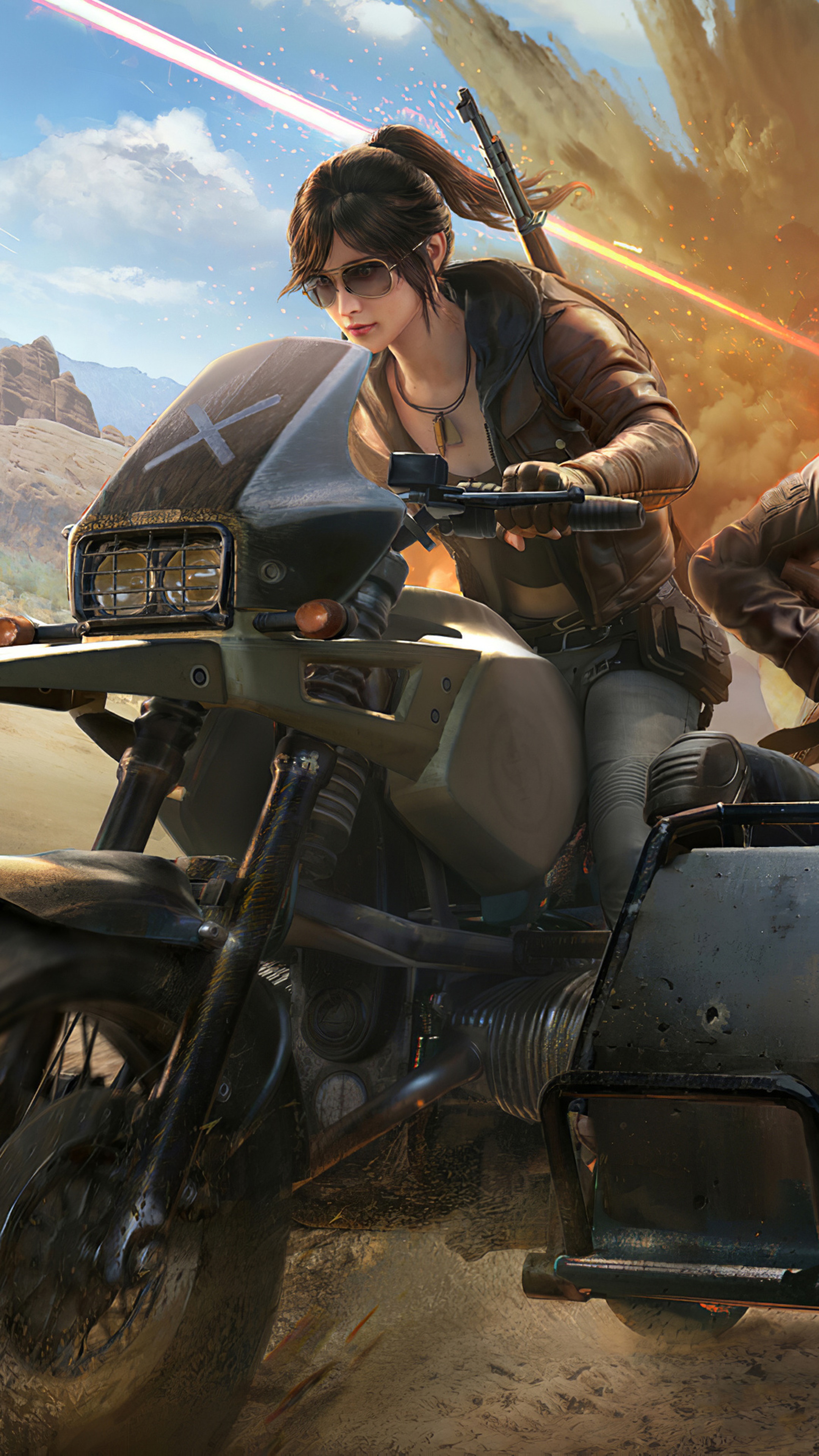 Woman riding a motorcycle in PUBG HD Phone Wallpaper