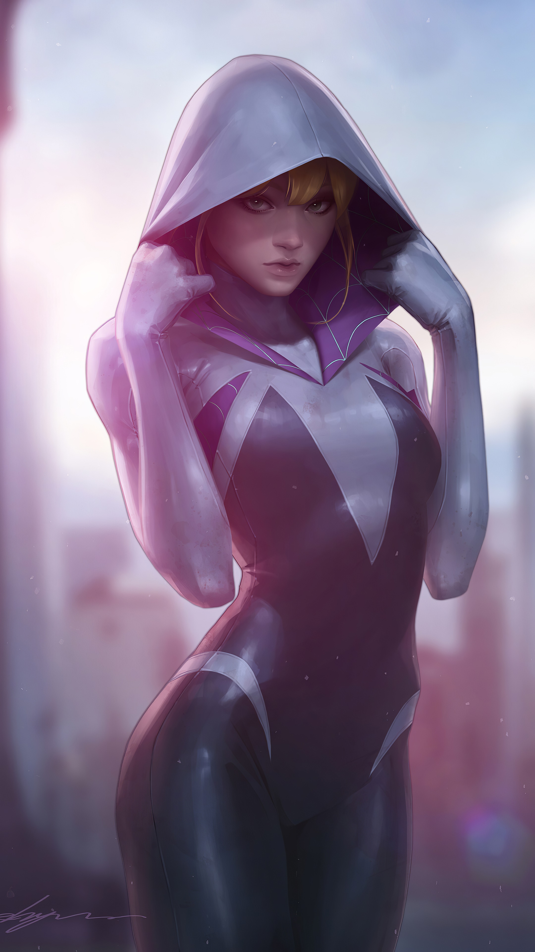 Gwen Stacy as Spider-Gwen artwork 4K HD Phone Wallpaper