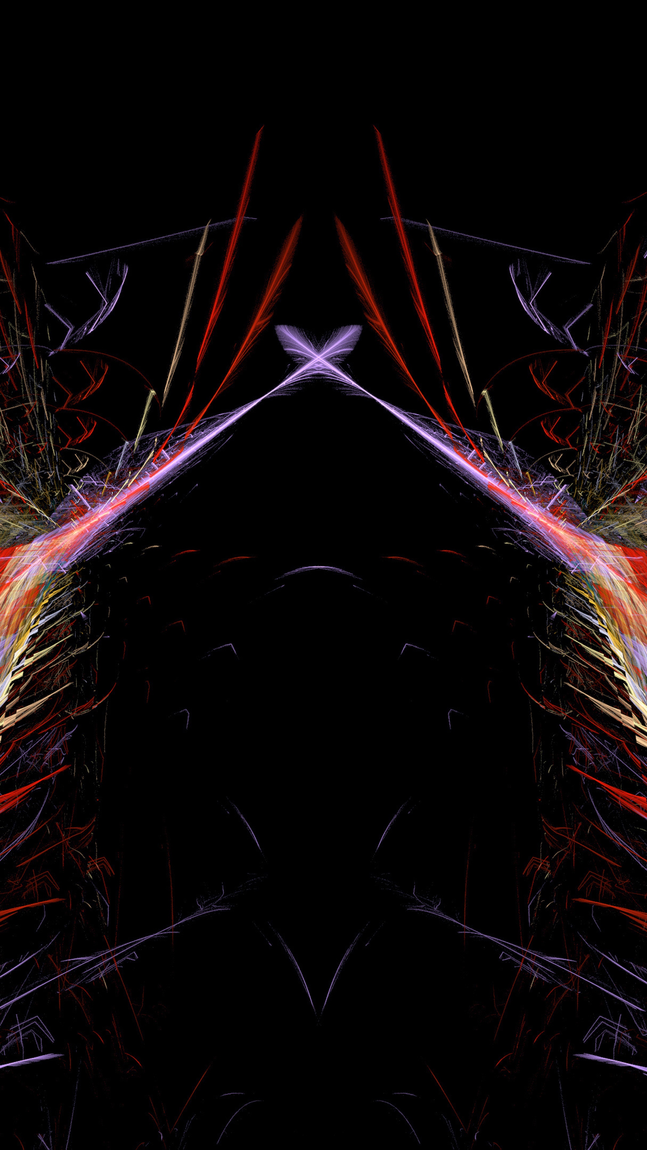 Abstract digital art with red and purple light streaks HD Phone Wallpaper