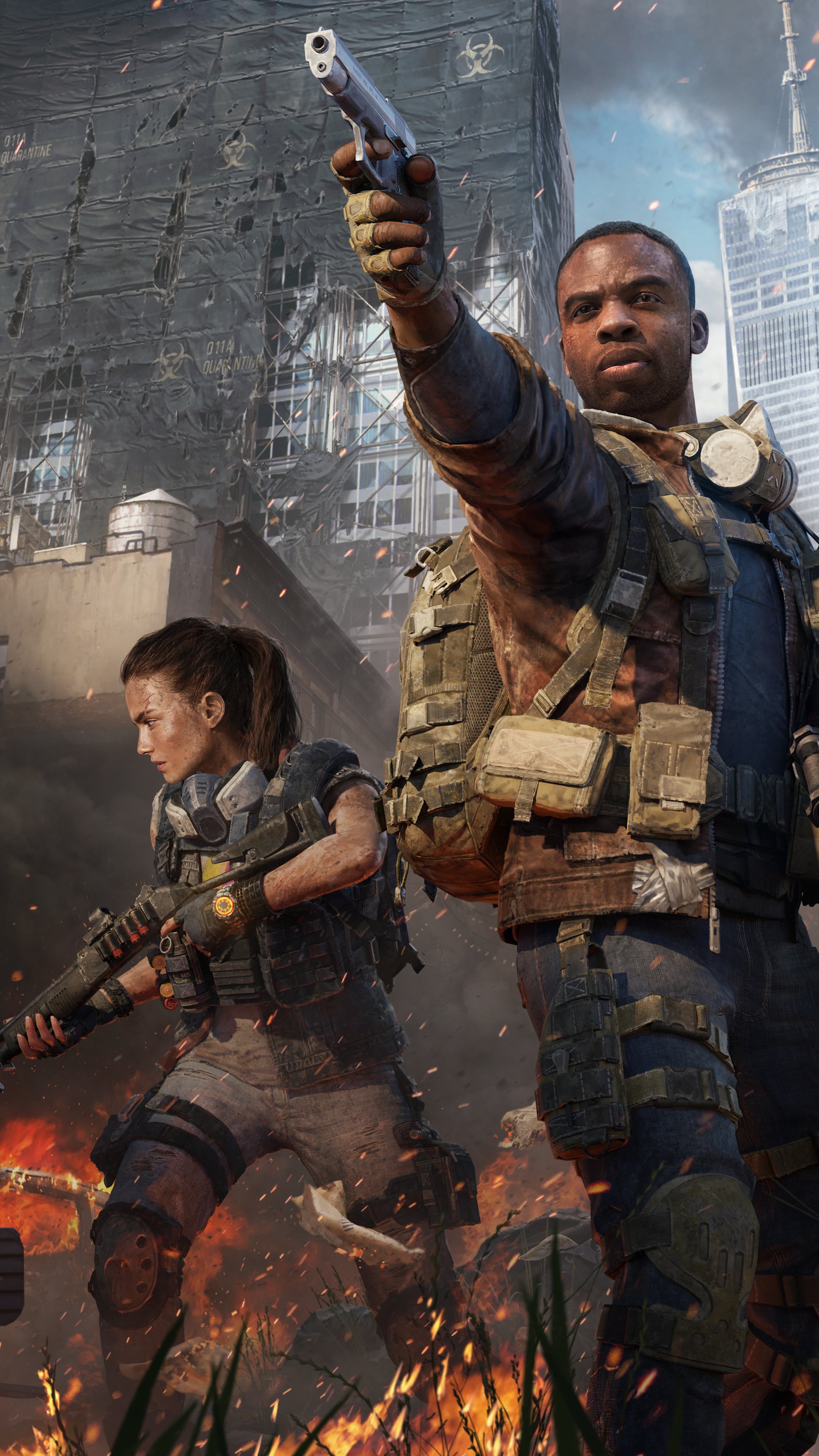Tom Clancy's The Division 2 characters in a city HD Phone Wallpaper