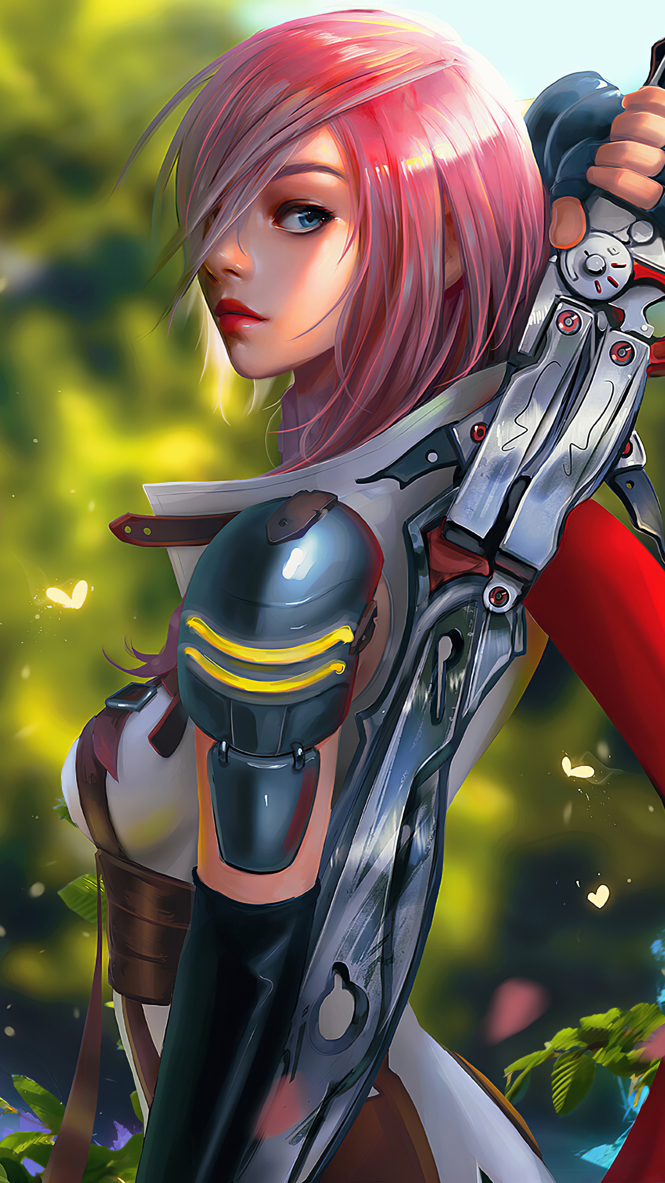 Lightning from Final Fantasy artwork HD Phone Wallpaper