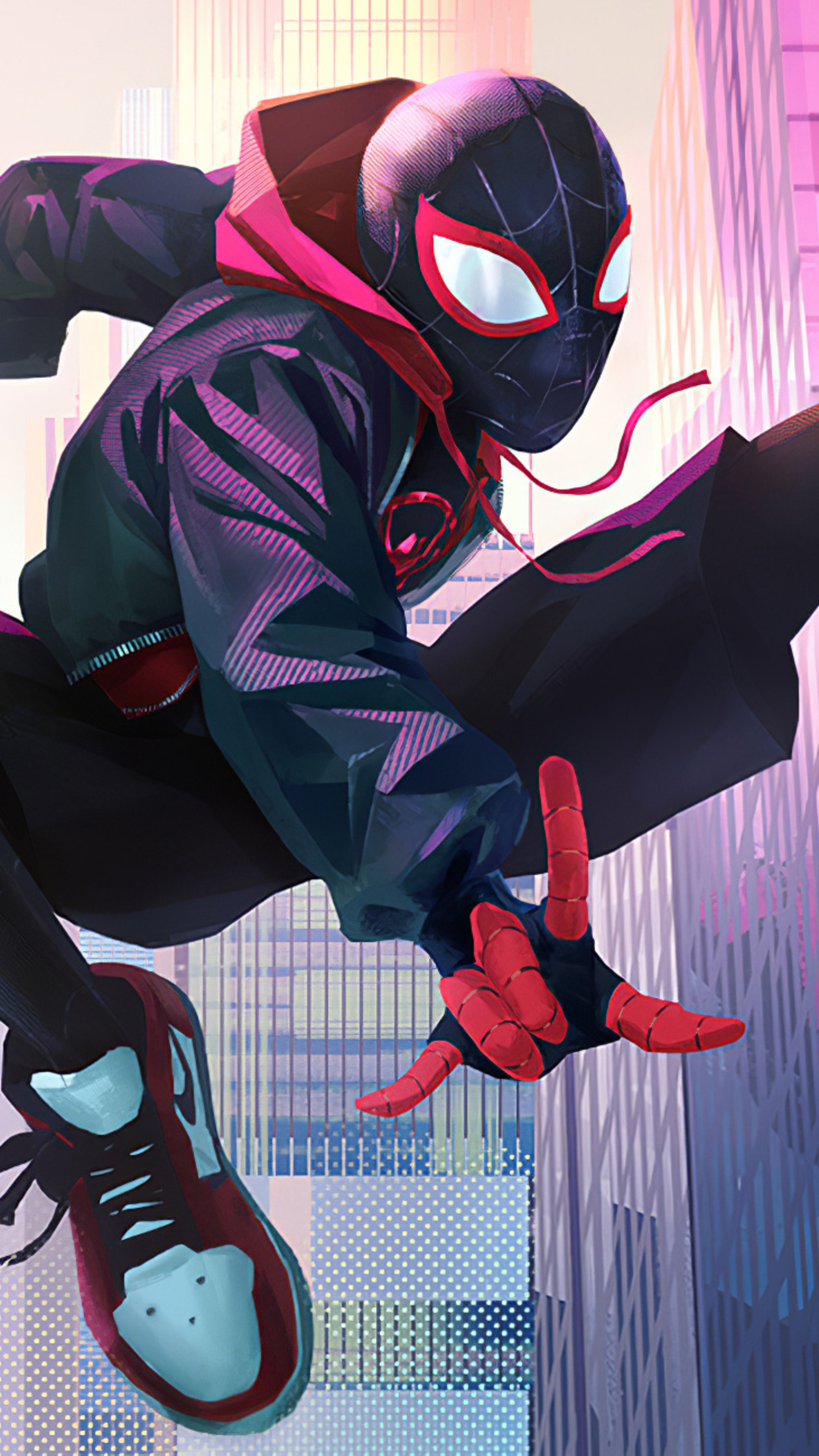 Miles Morales Spider-Man in a City HD Phone Wallpaper