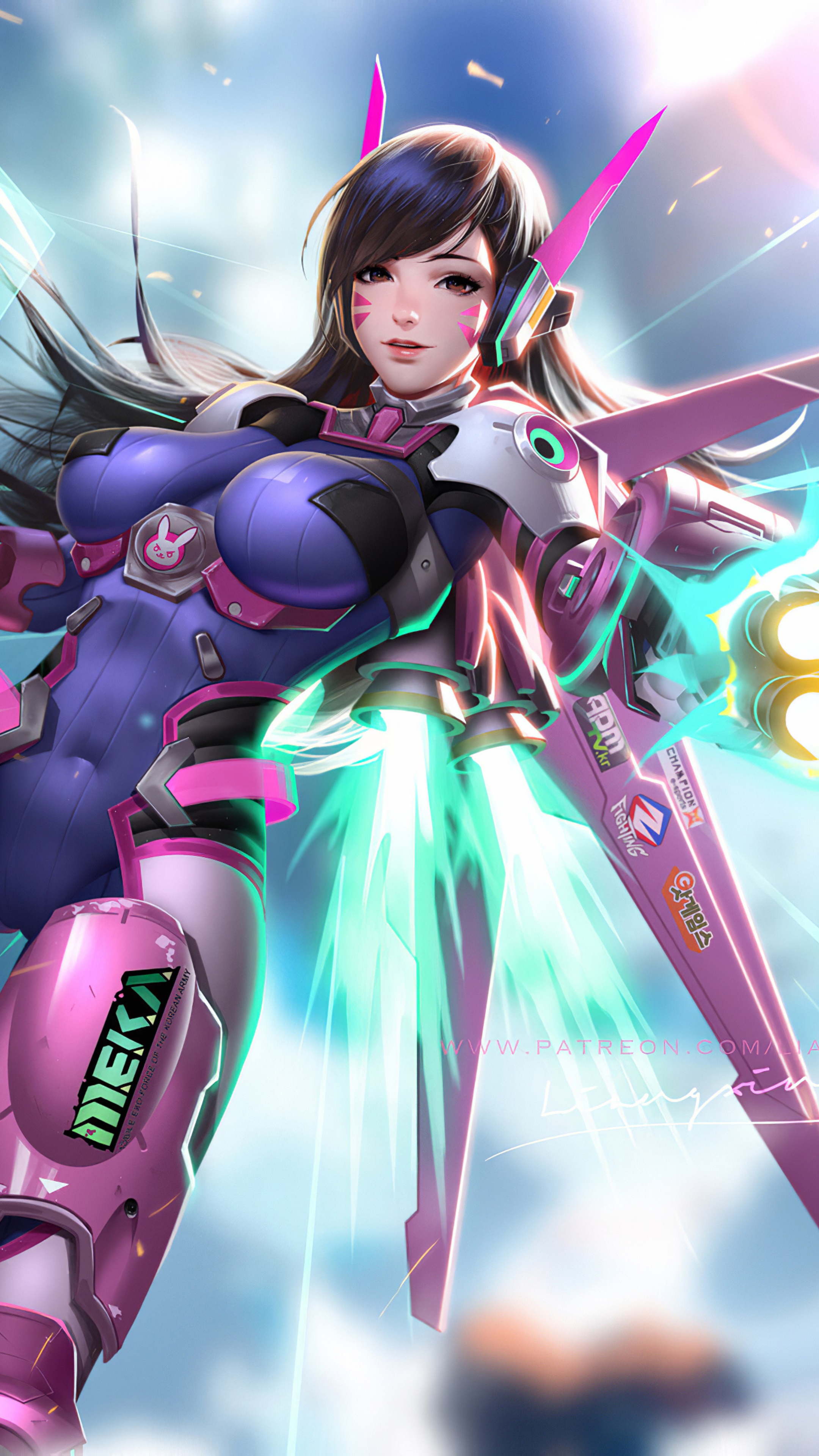 D.Va from Overwatch artwork HD Phone Wallpaper