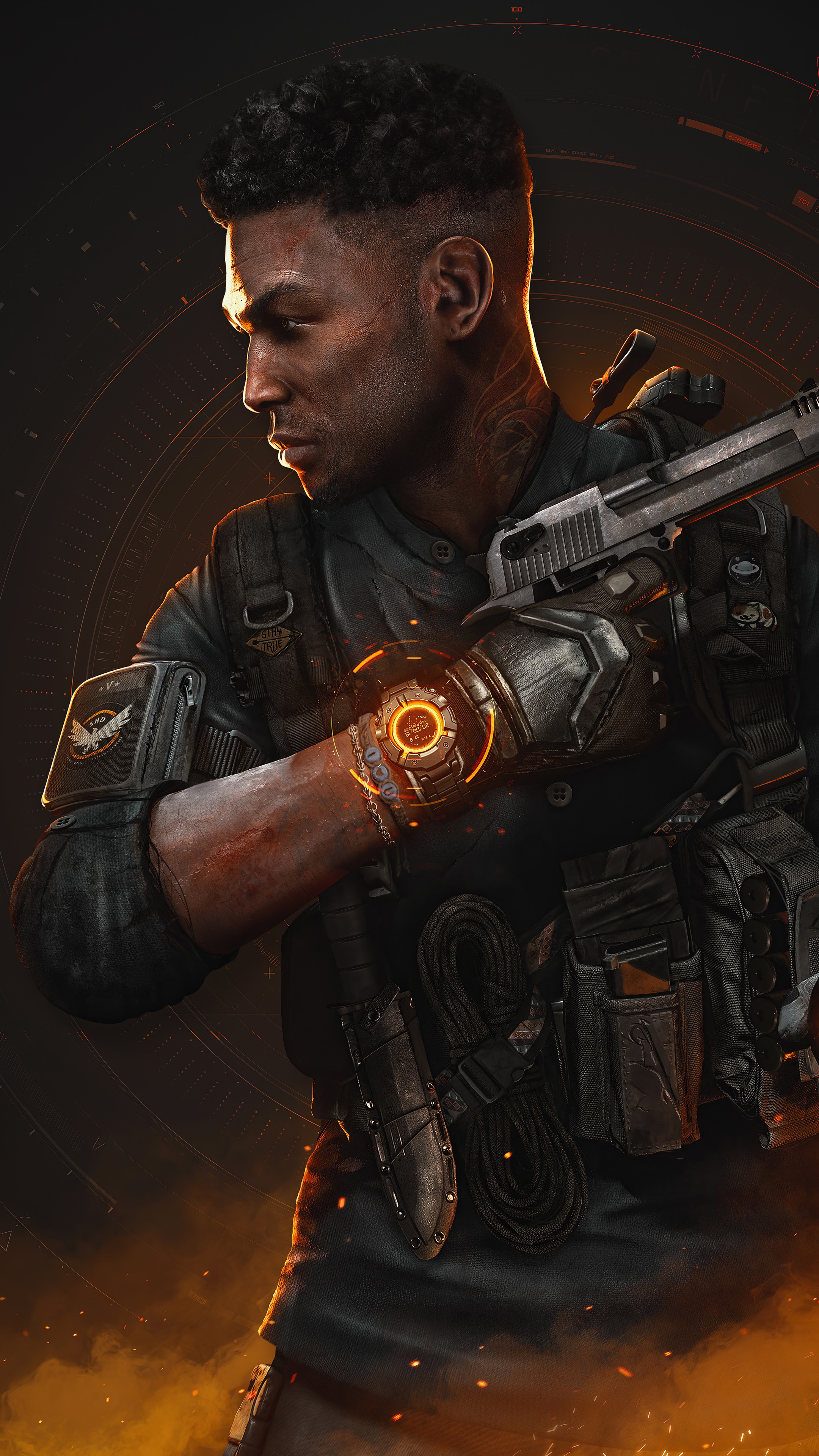 Man from Tom Clancy's The Division 2 holding a gun HD Phone Wallpaper
