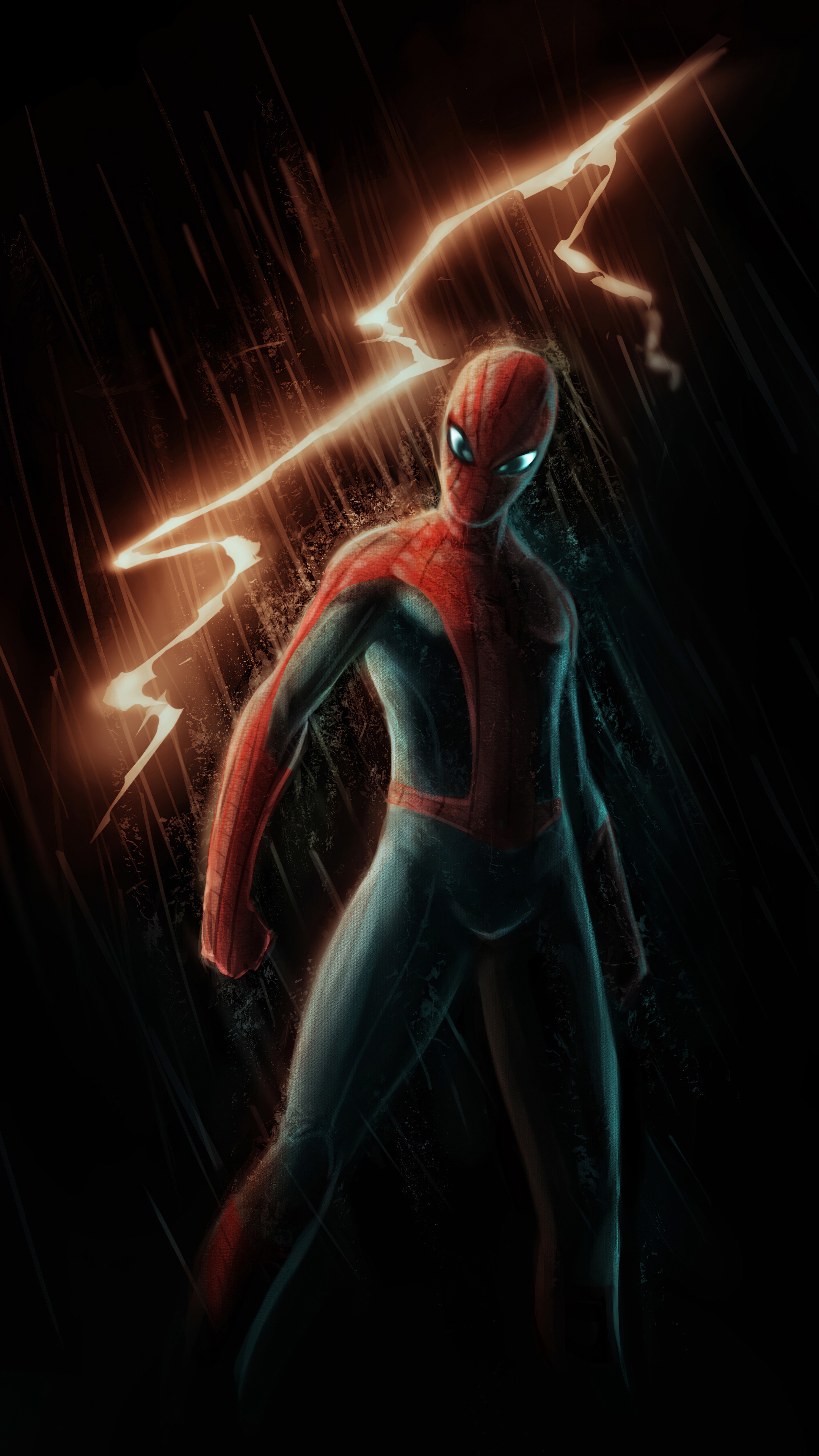 Spiderman in Lightning HD Phone Wallpaper