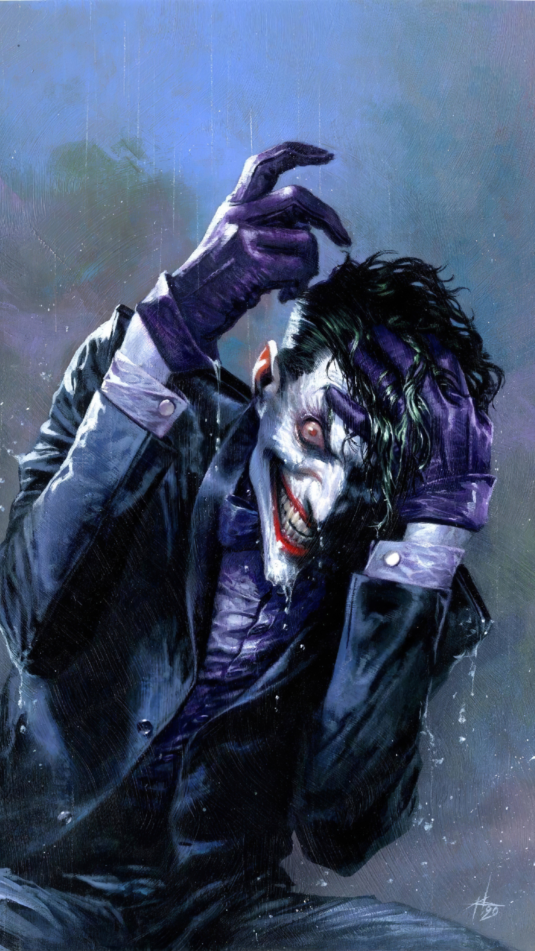 The Joker in the Rain Artwork HD Phone Wallpaper