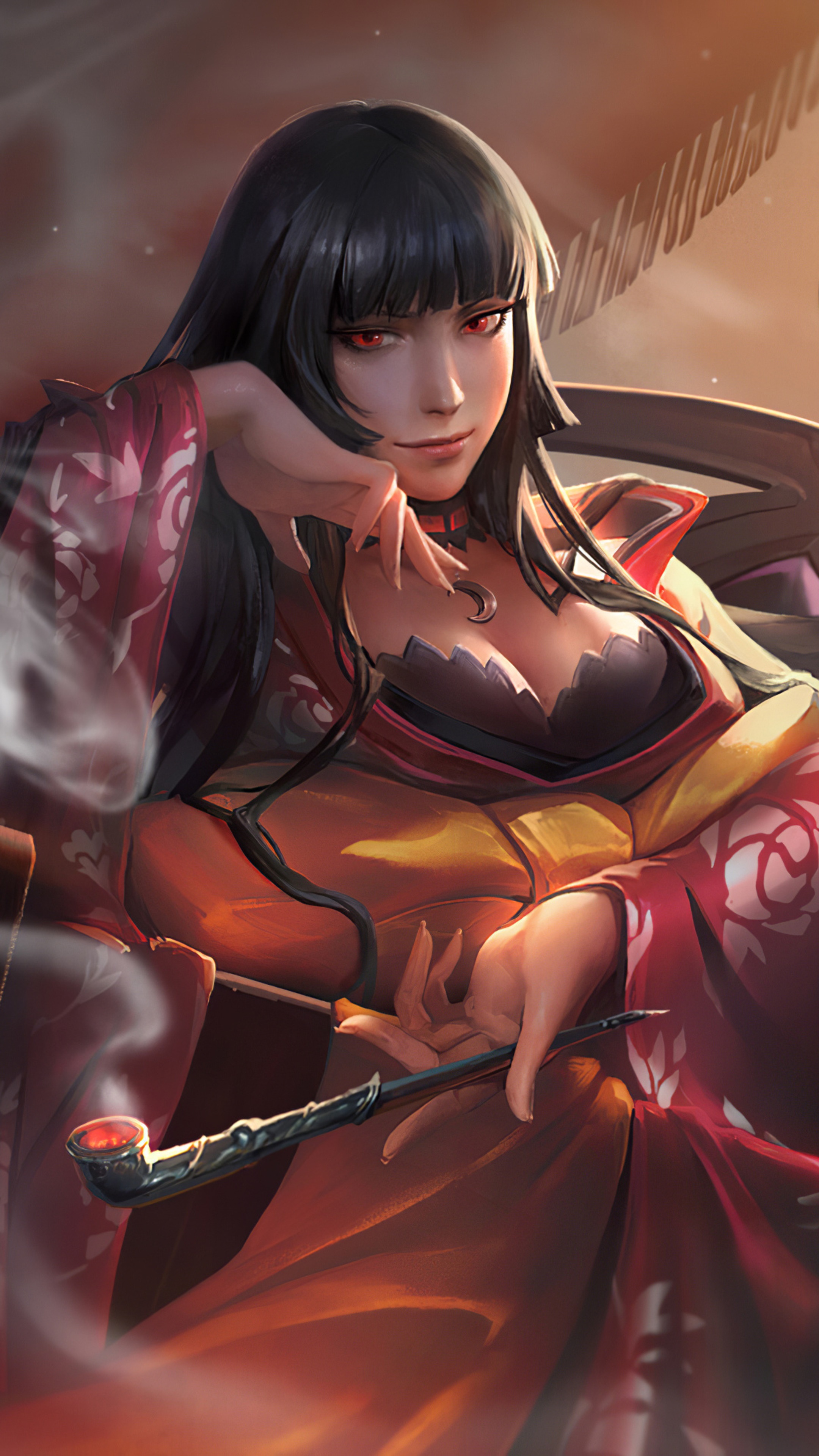 Anime girl with a pipe HD Phone Wallpaper