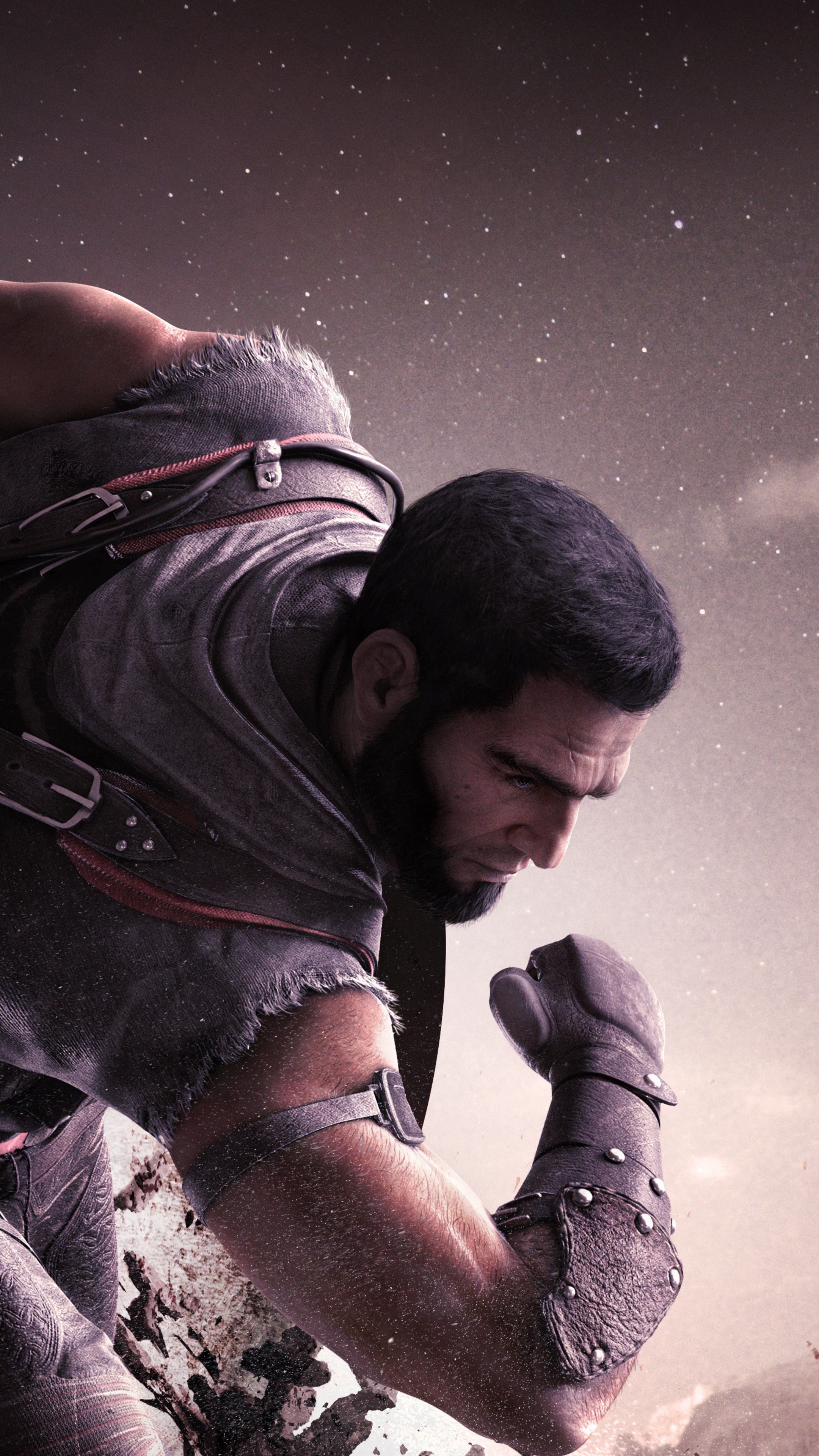 Man with beard and armor in a dramatic pose HD Phone Wallpaper