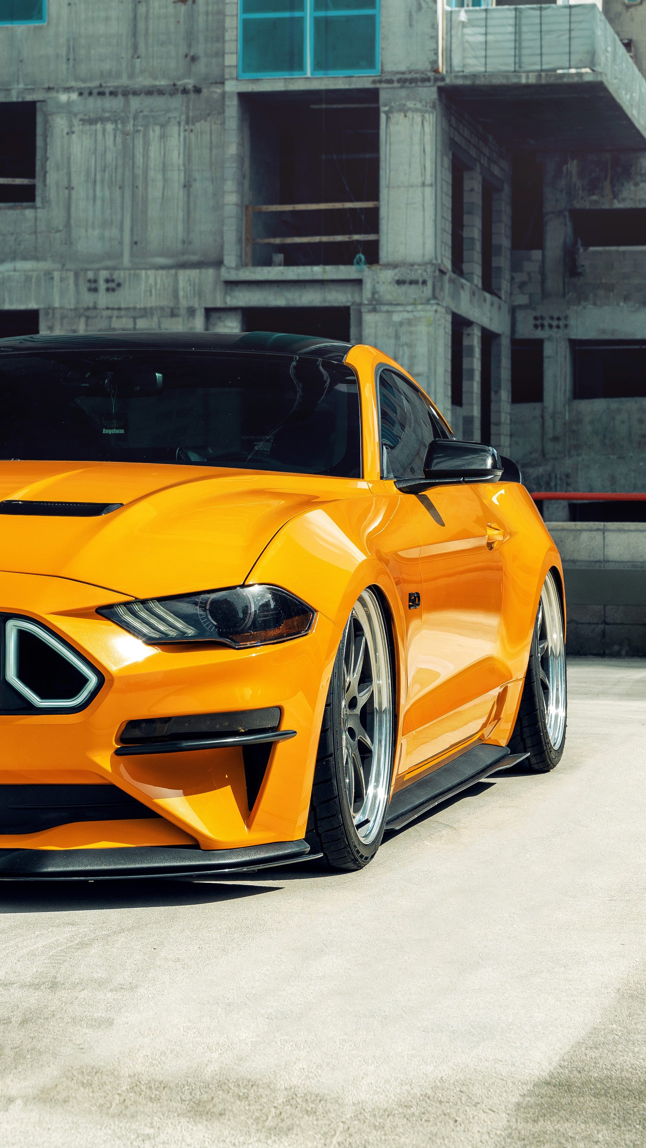 Orange Ford Mustang GT 5.0 HD Phone Wallpaper