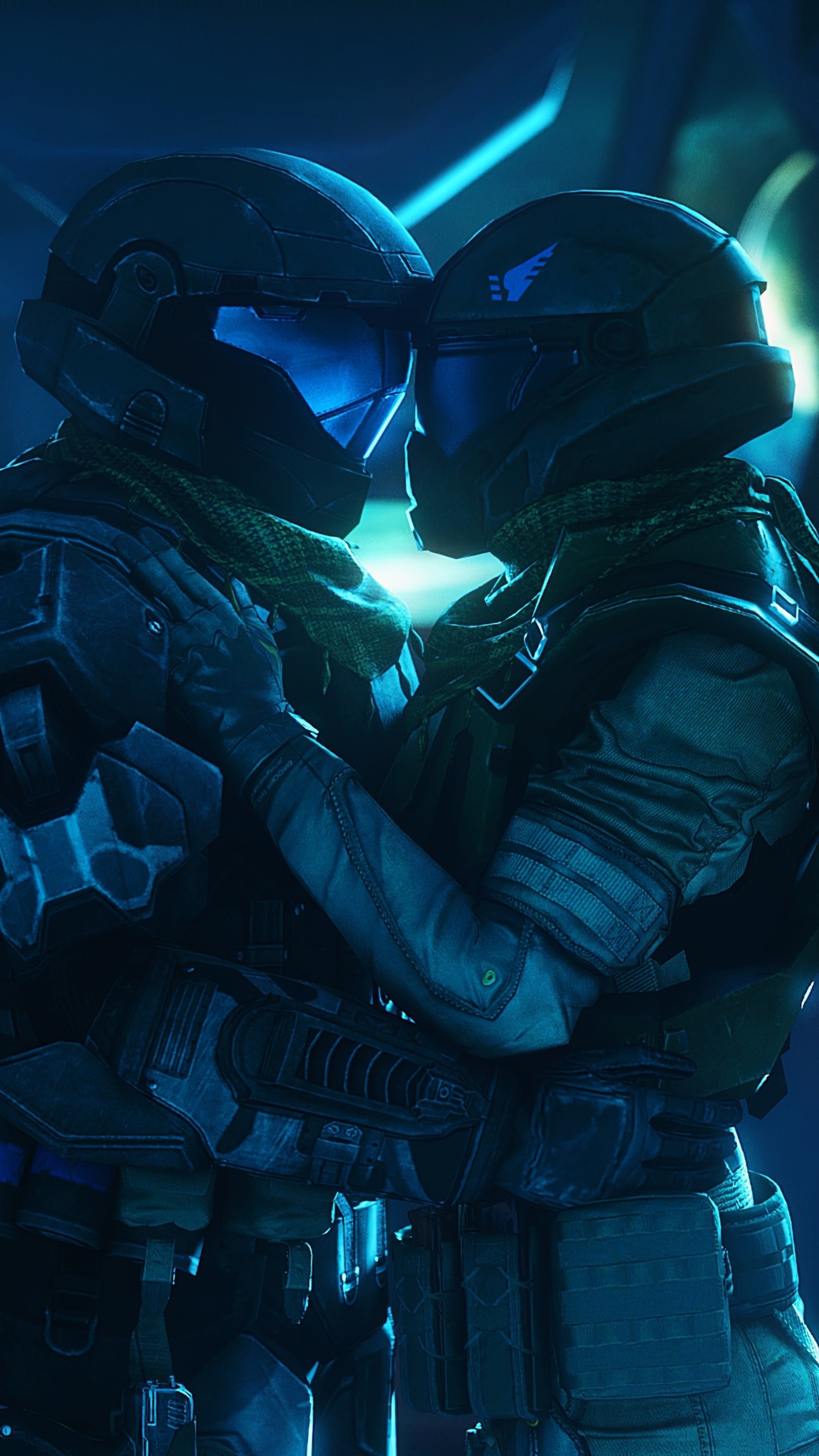 Two Spartans from Halo in a close embrace HD Phone Wallpaper