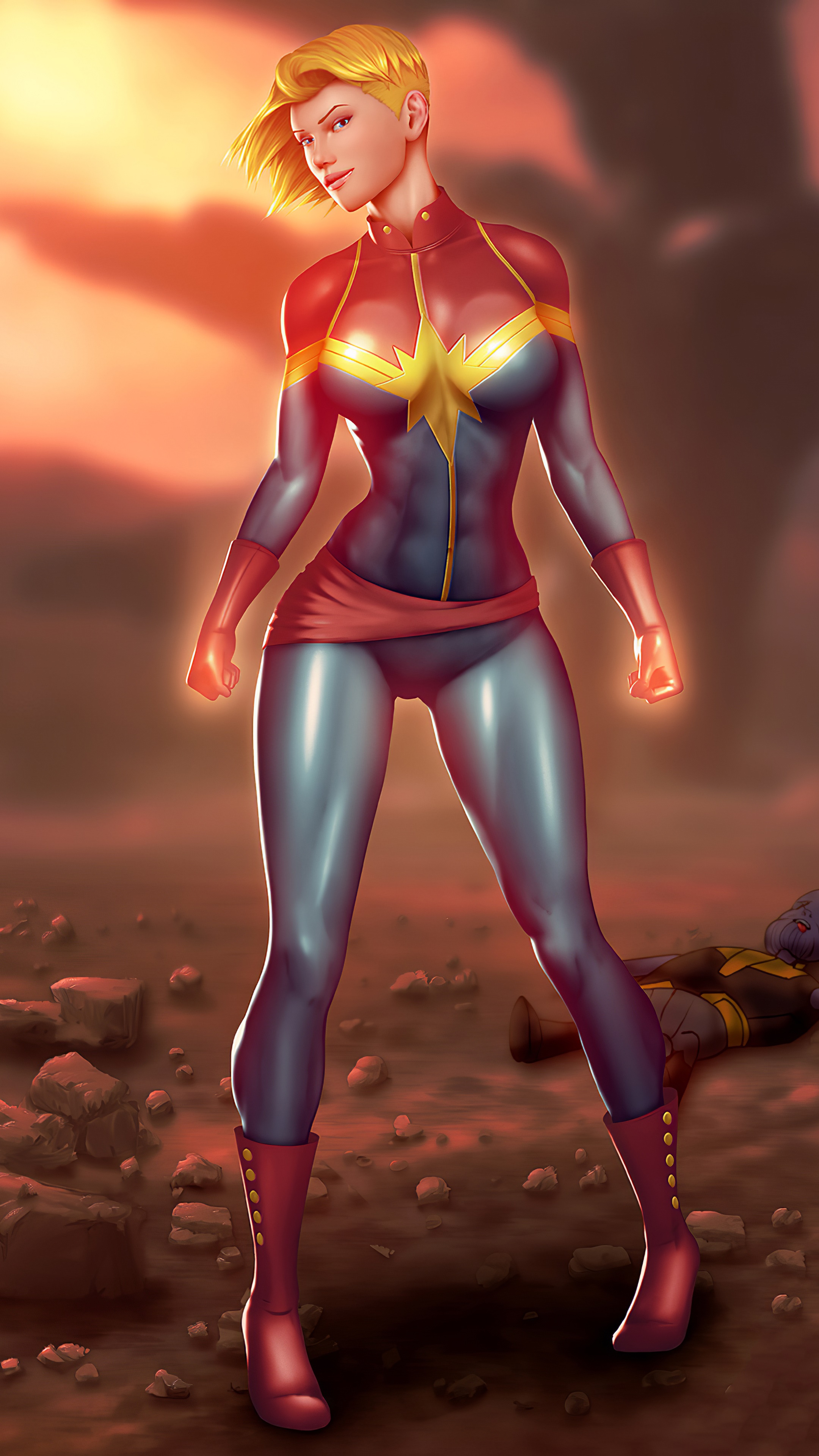 Captain Marvel artwork 4K HD Phone Wallpaper