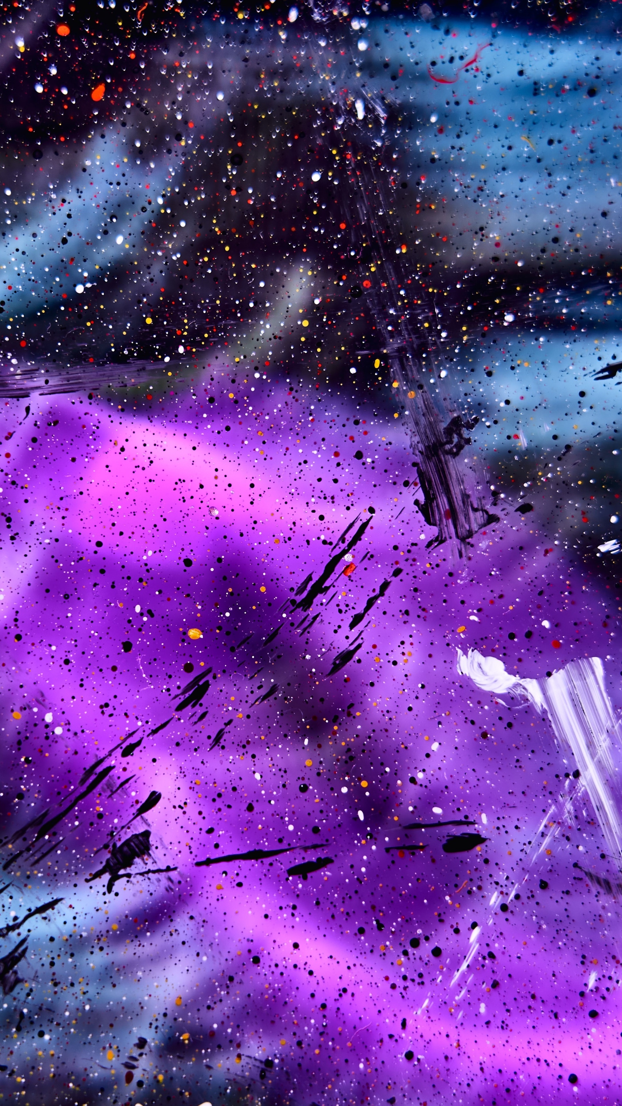 Abstract purple and blue paint splatter 4K HD Phone Wallpaper