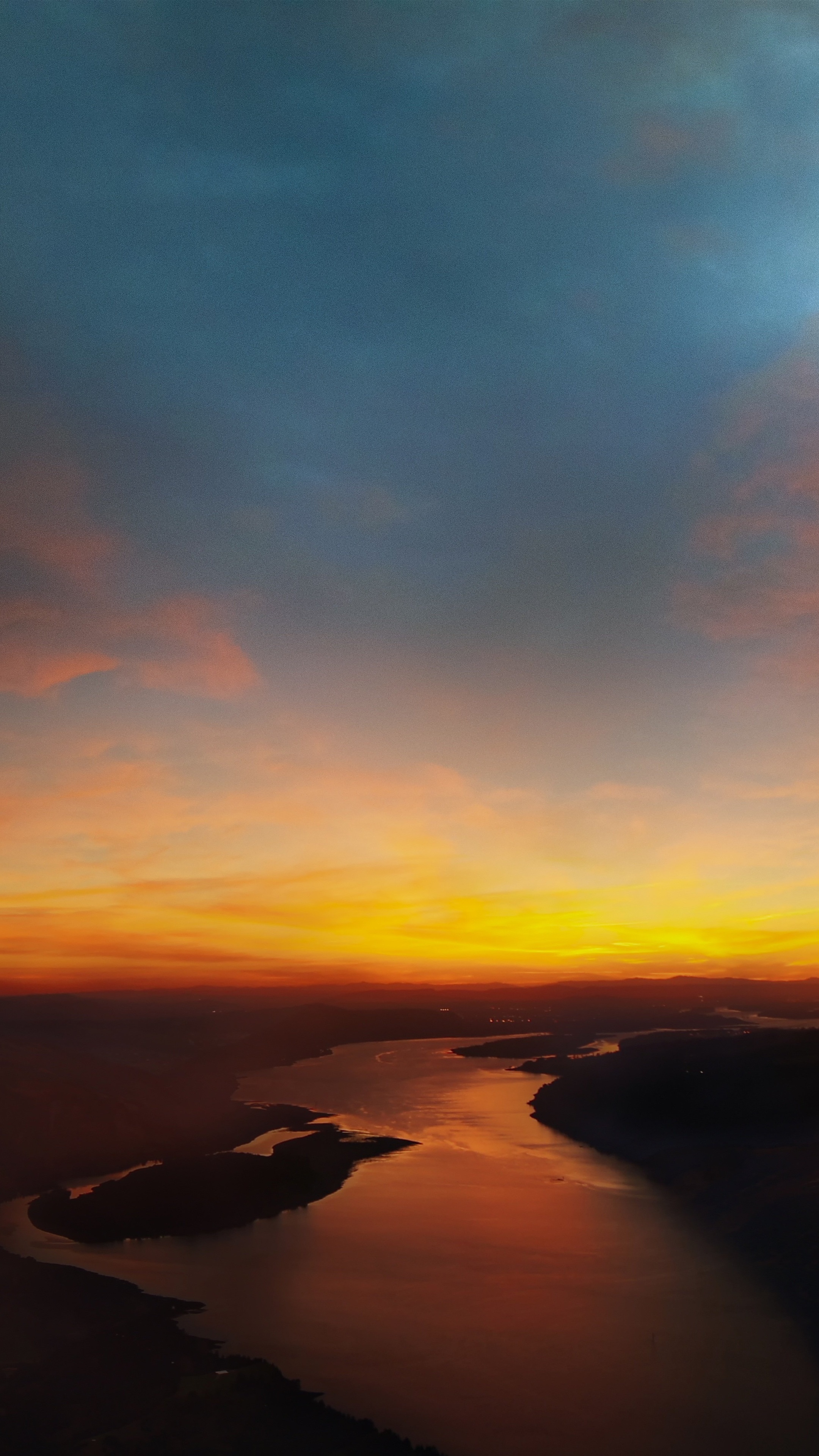 Sunset over a winding river with clouds HD Phone Wallpaper