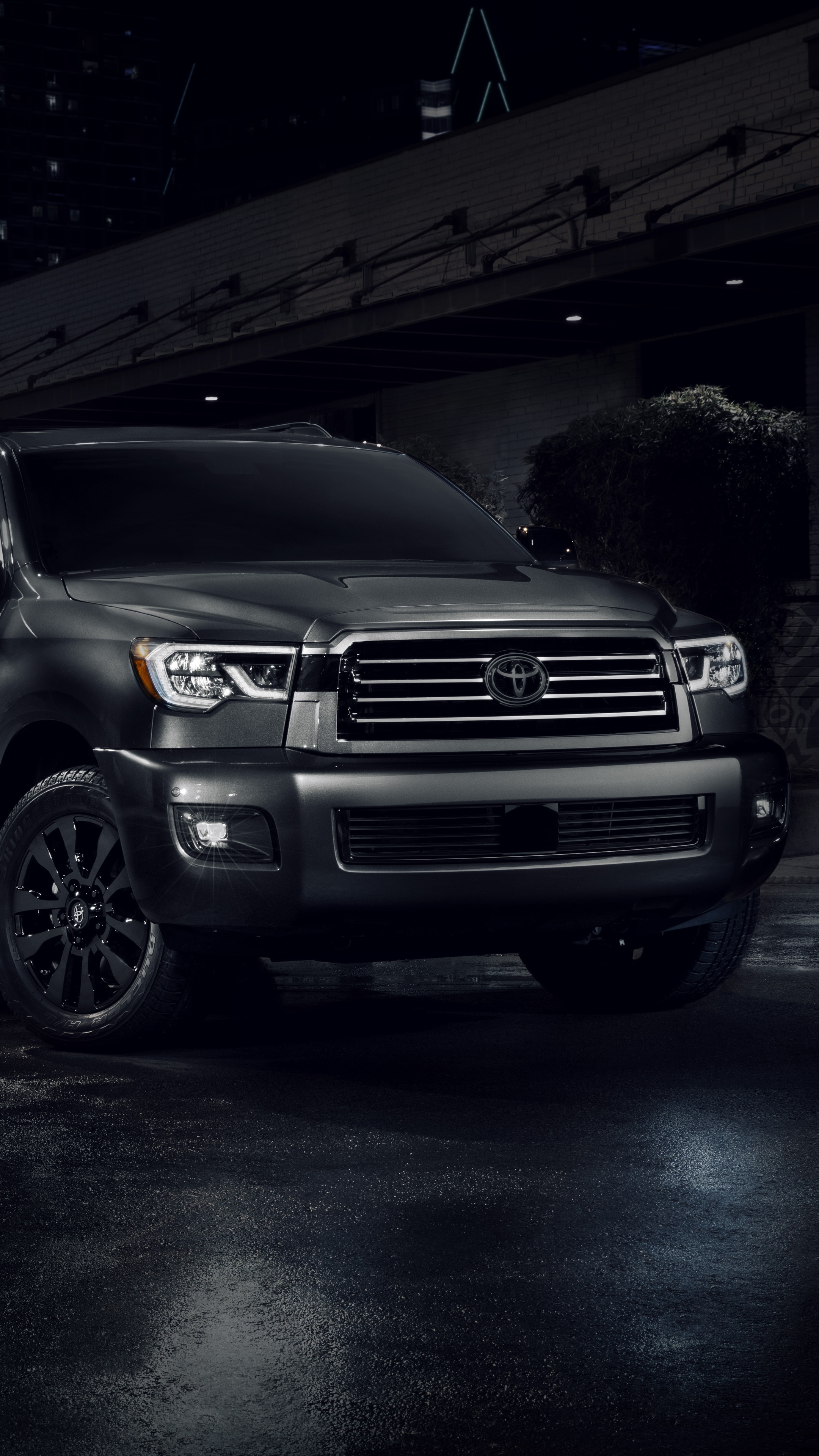 2020 Toyota Sequoia SUV parked at night HD Phone Wallpaper