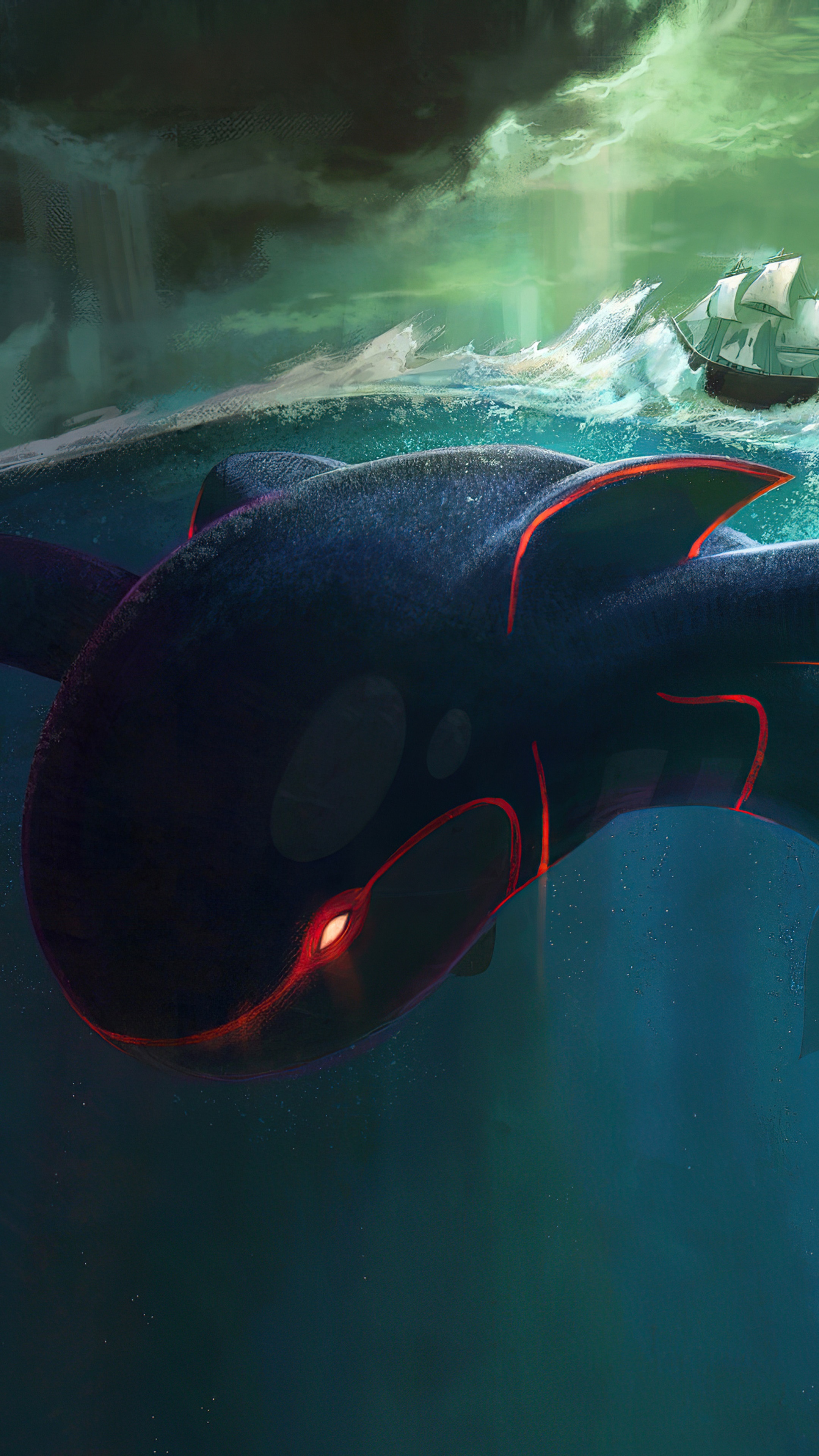Kyogre from Pokemon in the ocean HD Phone Wallpaper