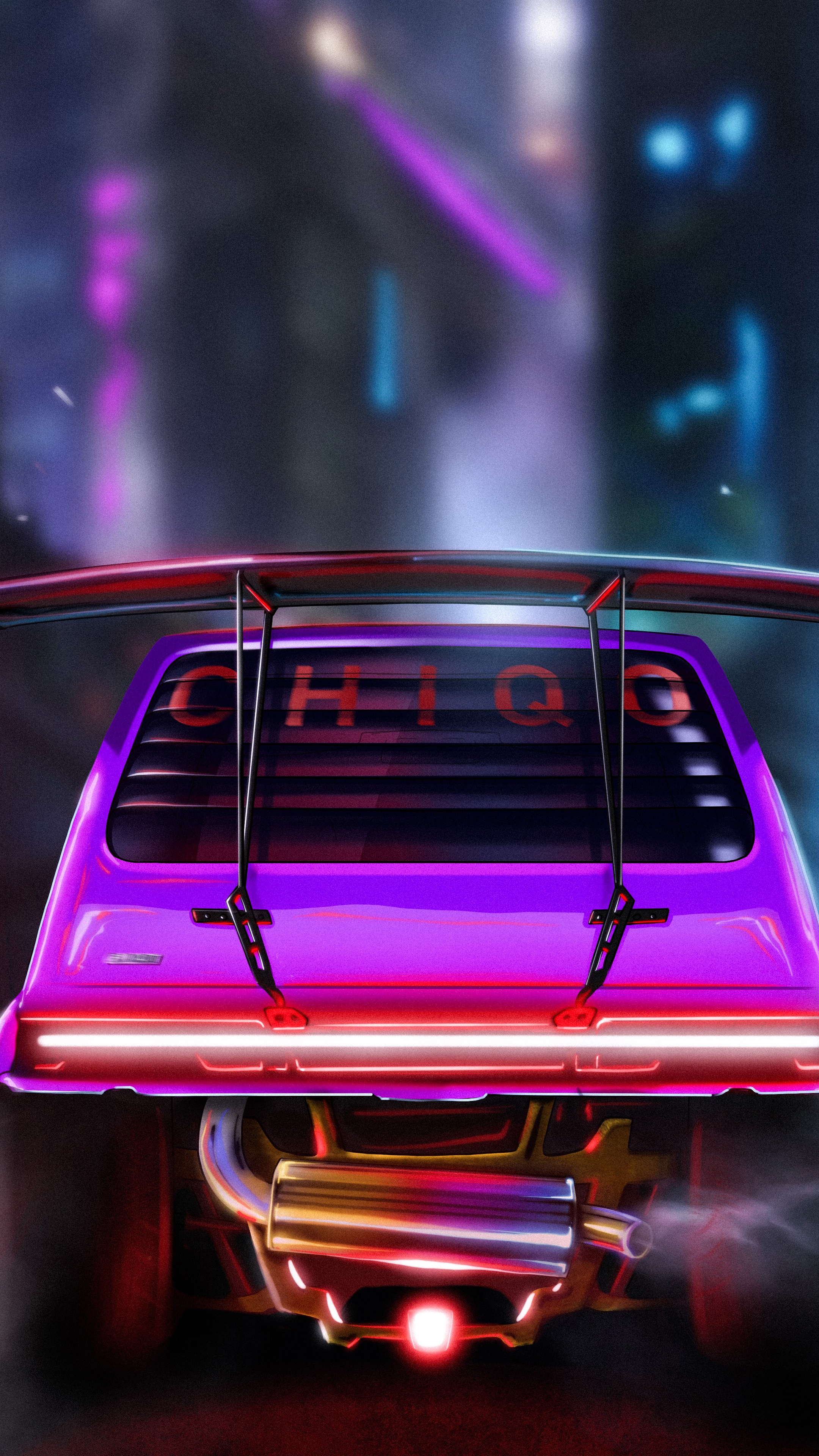 Cyberpunk Fiat Artwork 4K HD Phone Wallpaper