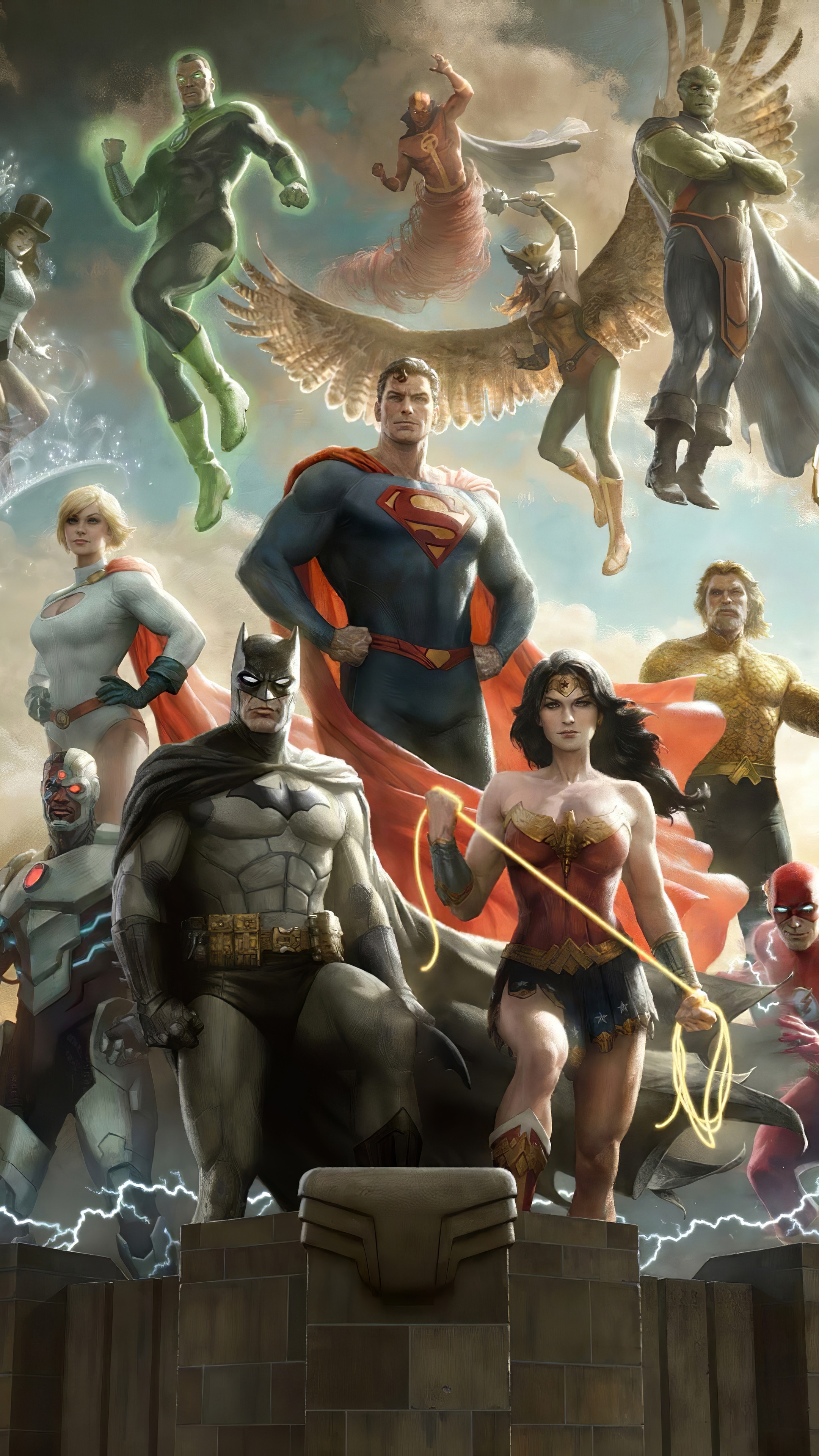 Justice League Superheroes Artwork HD Phone Wallpaper