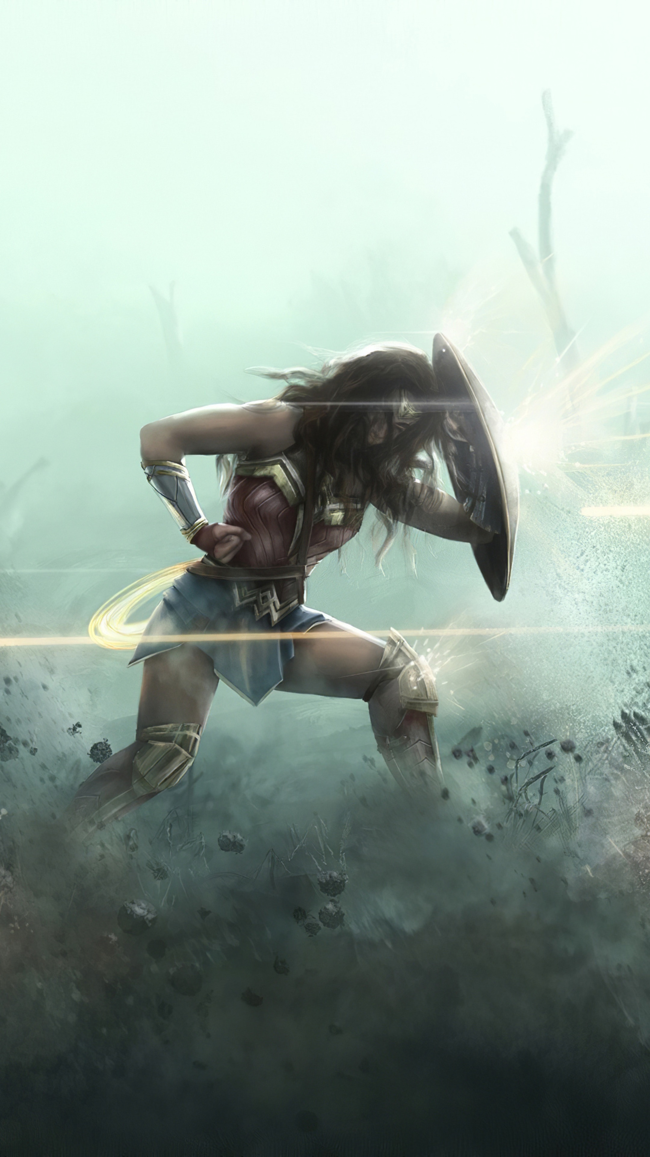Wonder Woman in battle 4K HD Phone Wallpaper