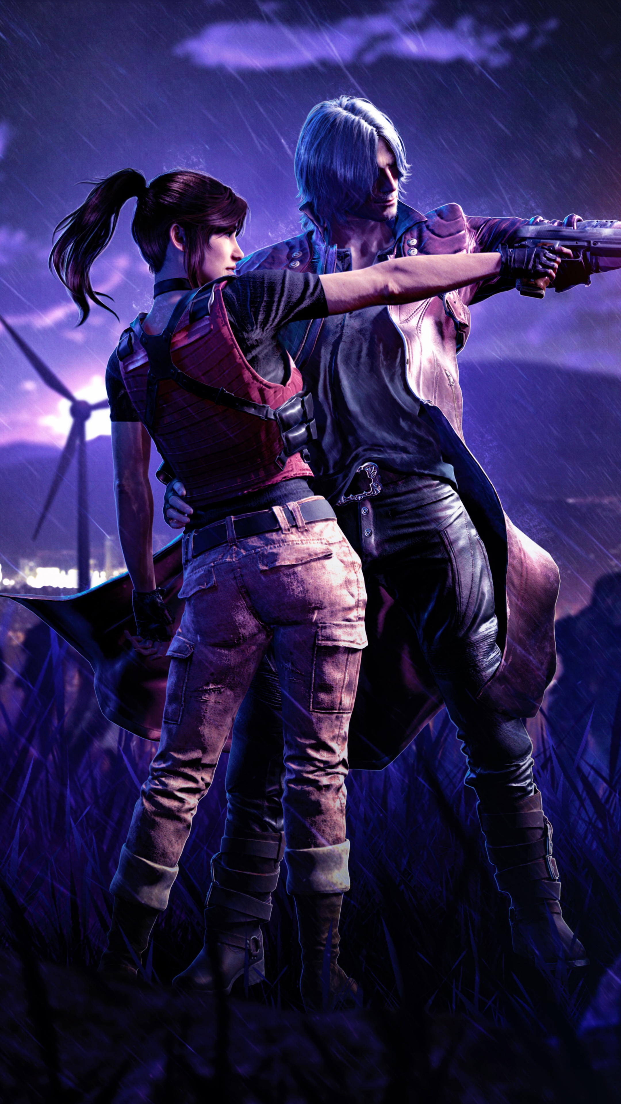 Claire Redfield and Dante from Devil May Cry 5 and Resident Evil 2 HD Phone Wallpaper