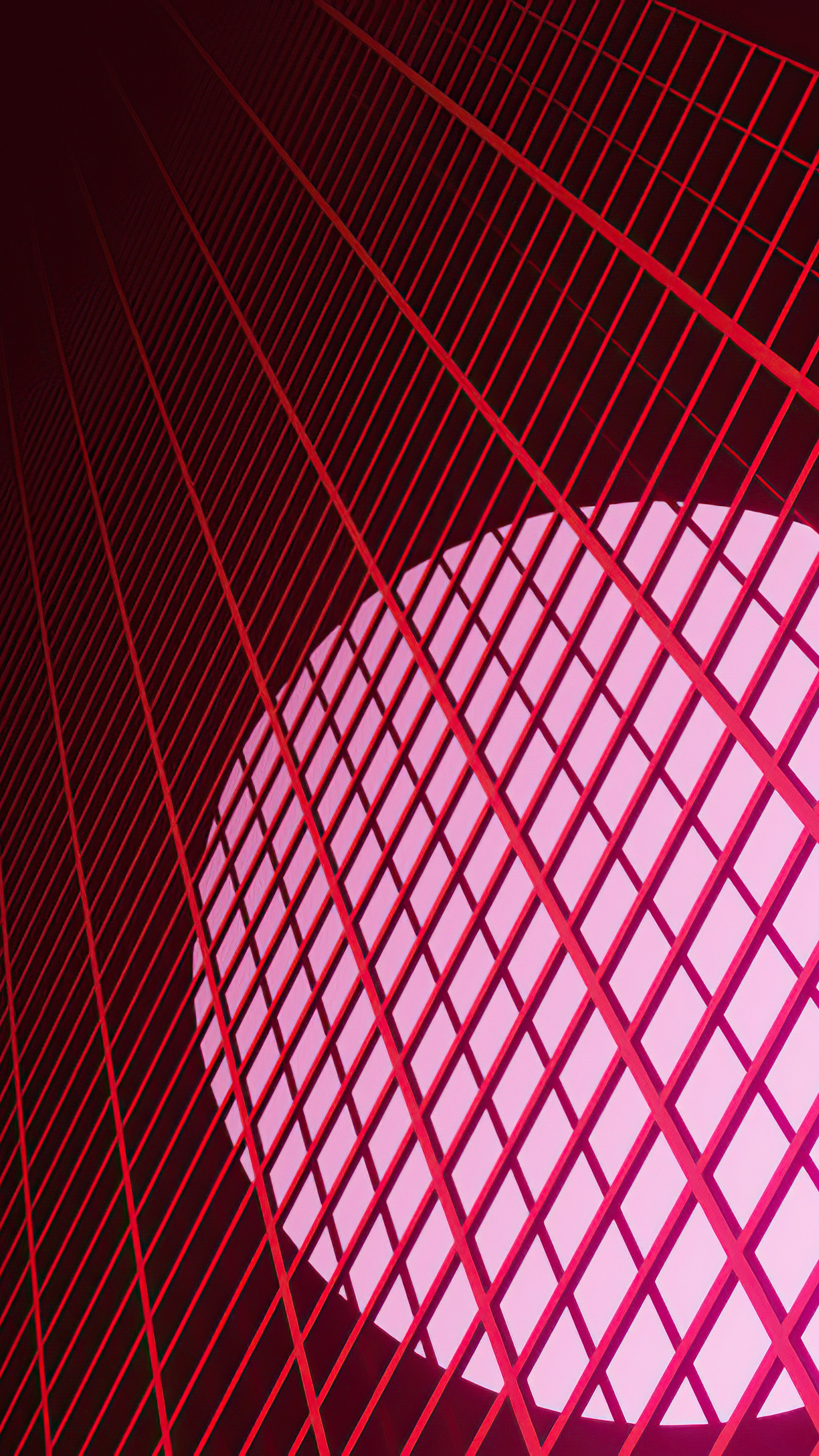 Abstract red grid with a circular light HD Phone Wallpaper