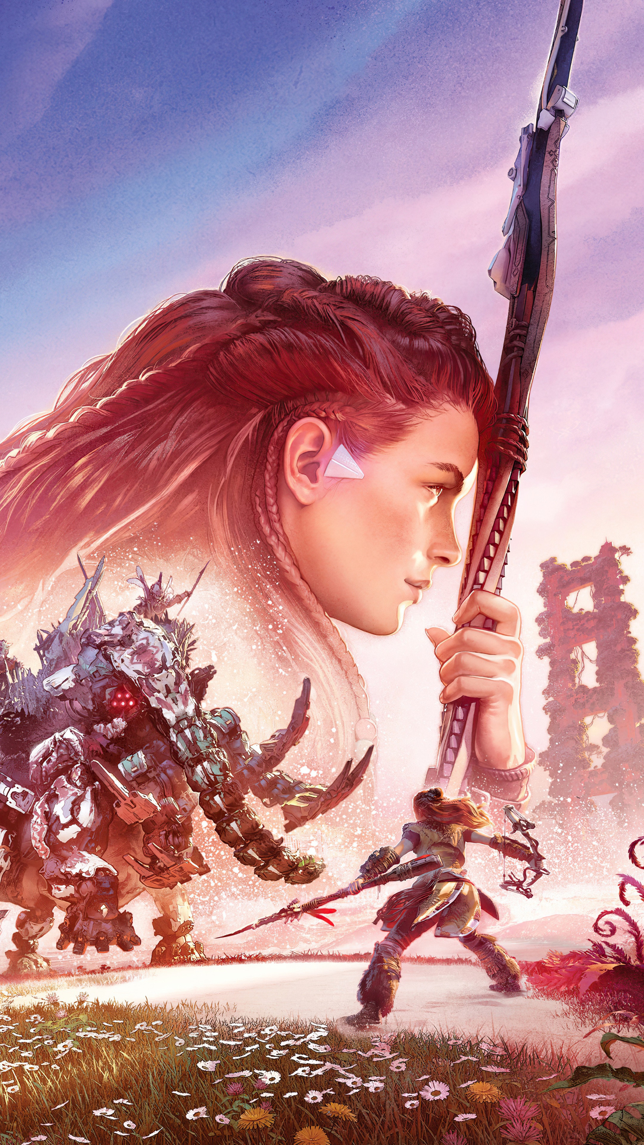 Aloy from Horizon Forbidden West with a machine HD Phone Wallpaper